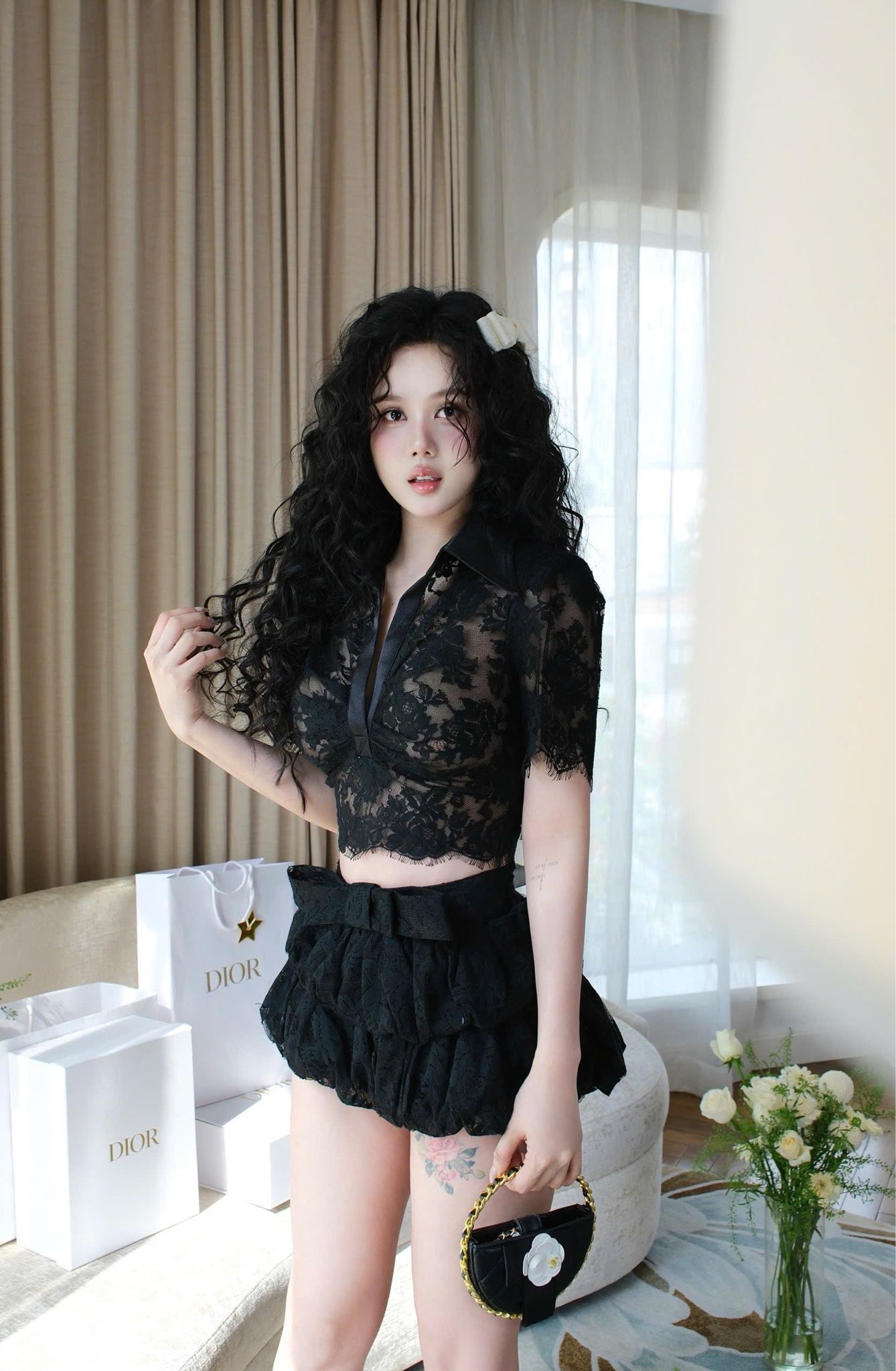 Set Ren Cổ V Cv Nơ
