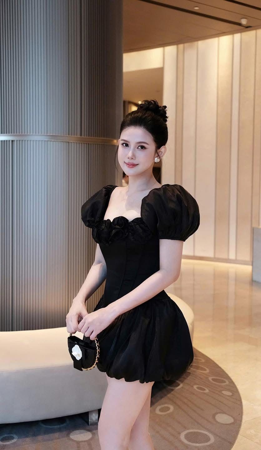 Đầm Voan Bí Đính Viền Bông