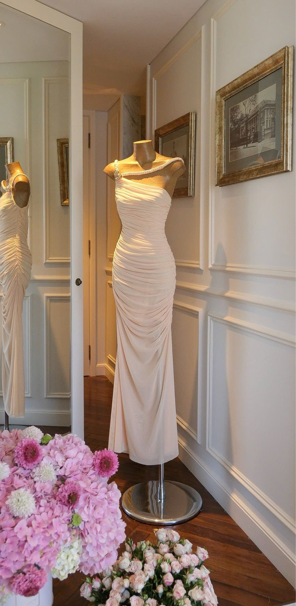 Đầm Thun Lưới Bính Chéo Vai