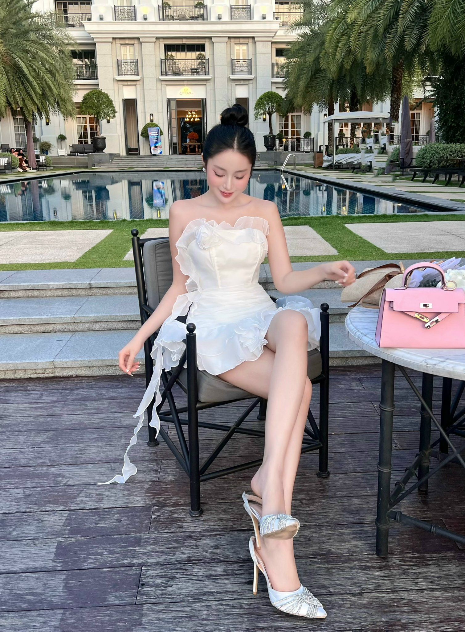 Đầm Ống Voan Bèo Đính Bông