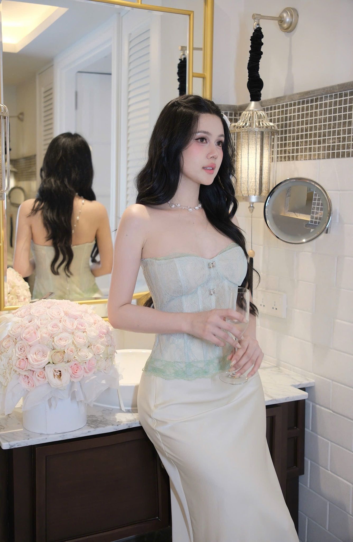 Set Yếm Ren Phối Cv Lụa