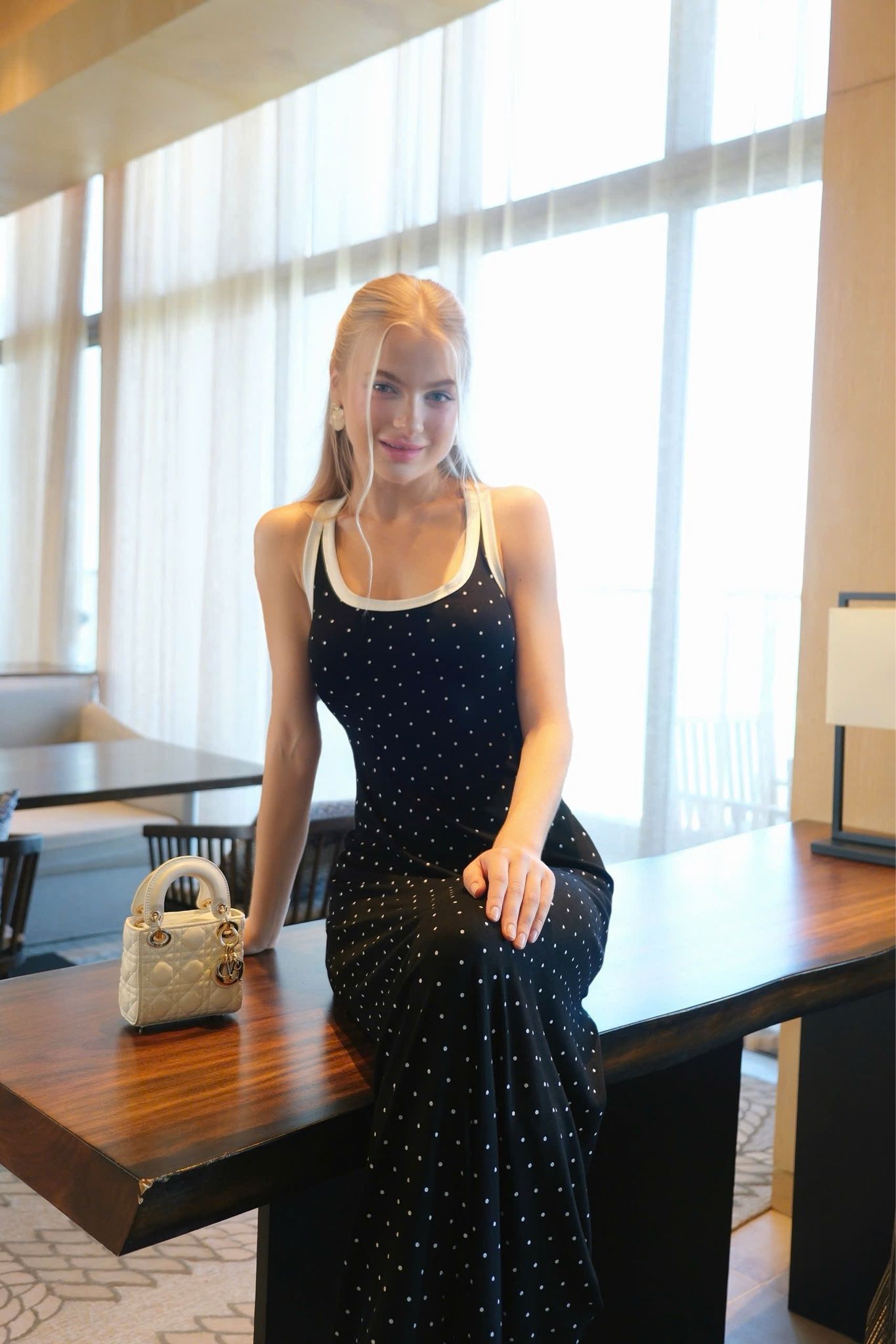 Đầm Balo Dài Chấm Bi