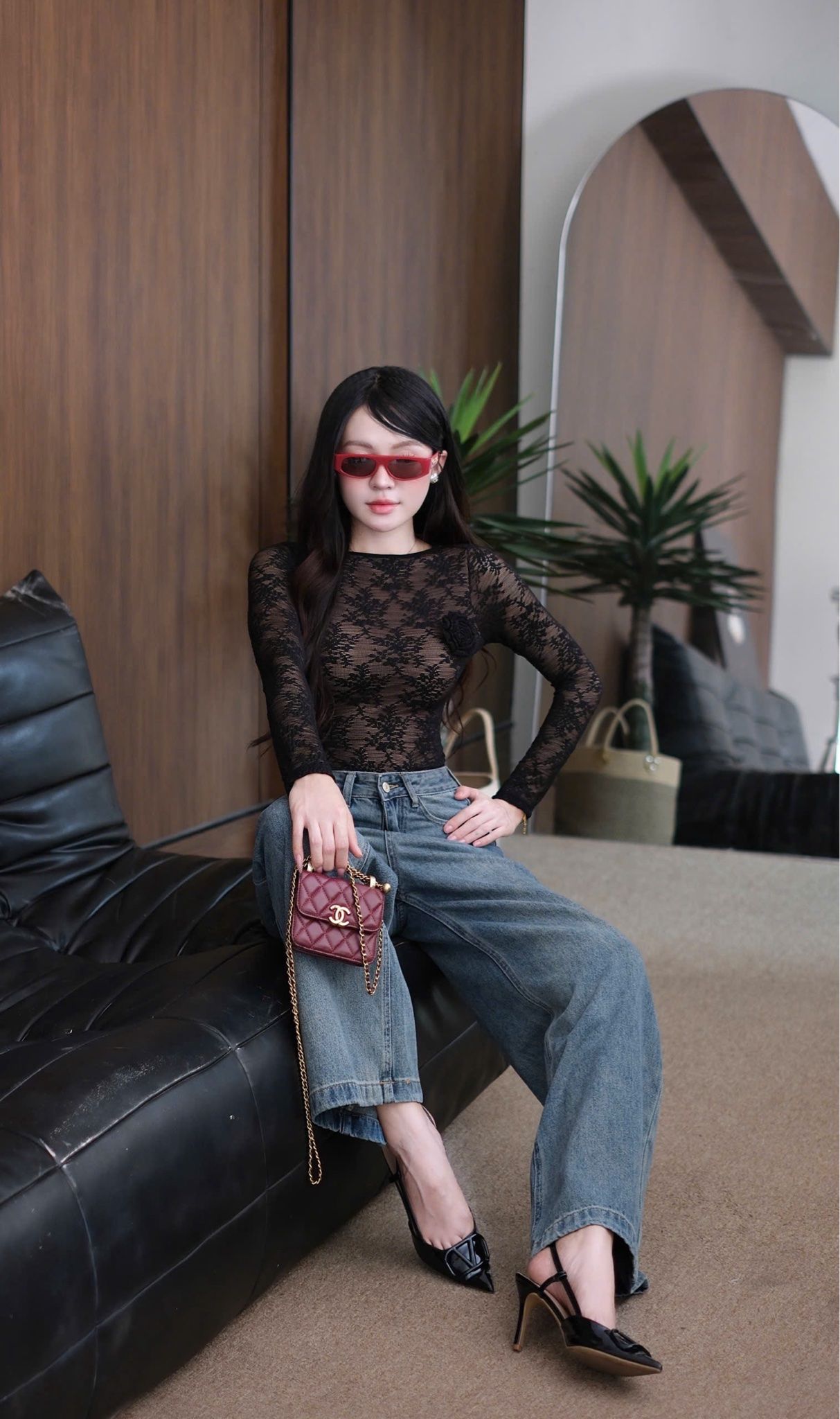 Quần Jean Ống Rộng Kèm Nịt