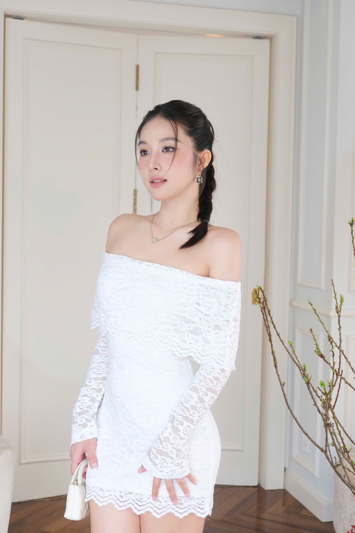 Đầm Ren Bẹt Vai TD