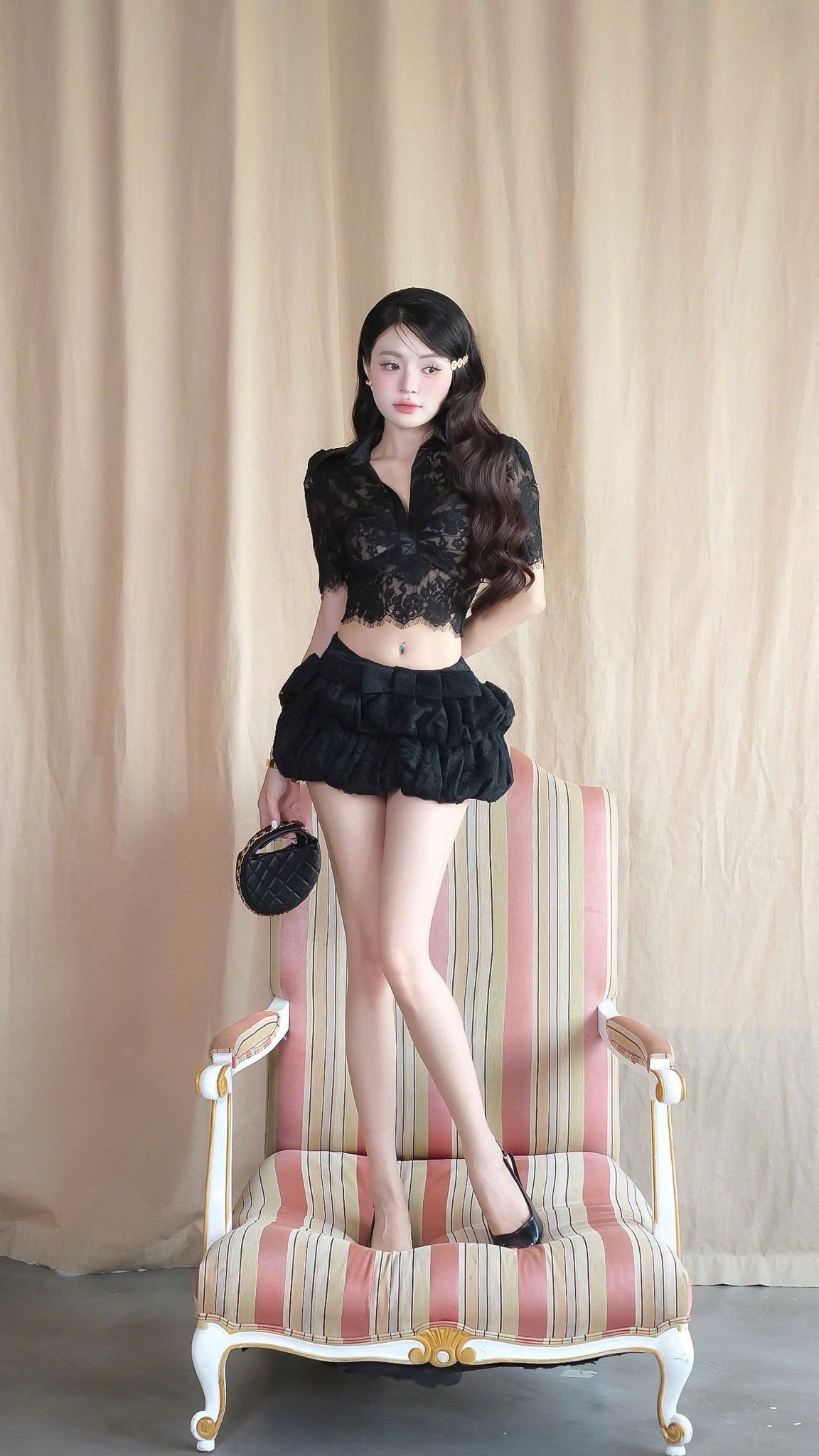 Set Ren Cổ V Cv Nơ