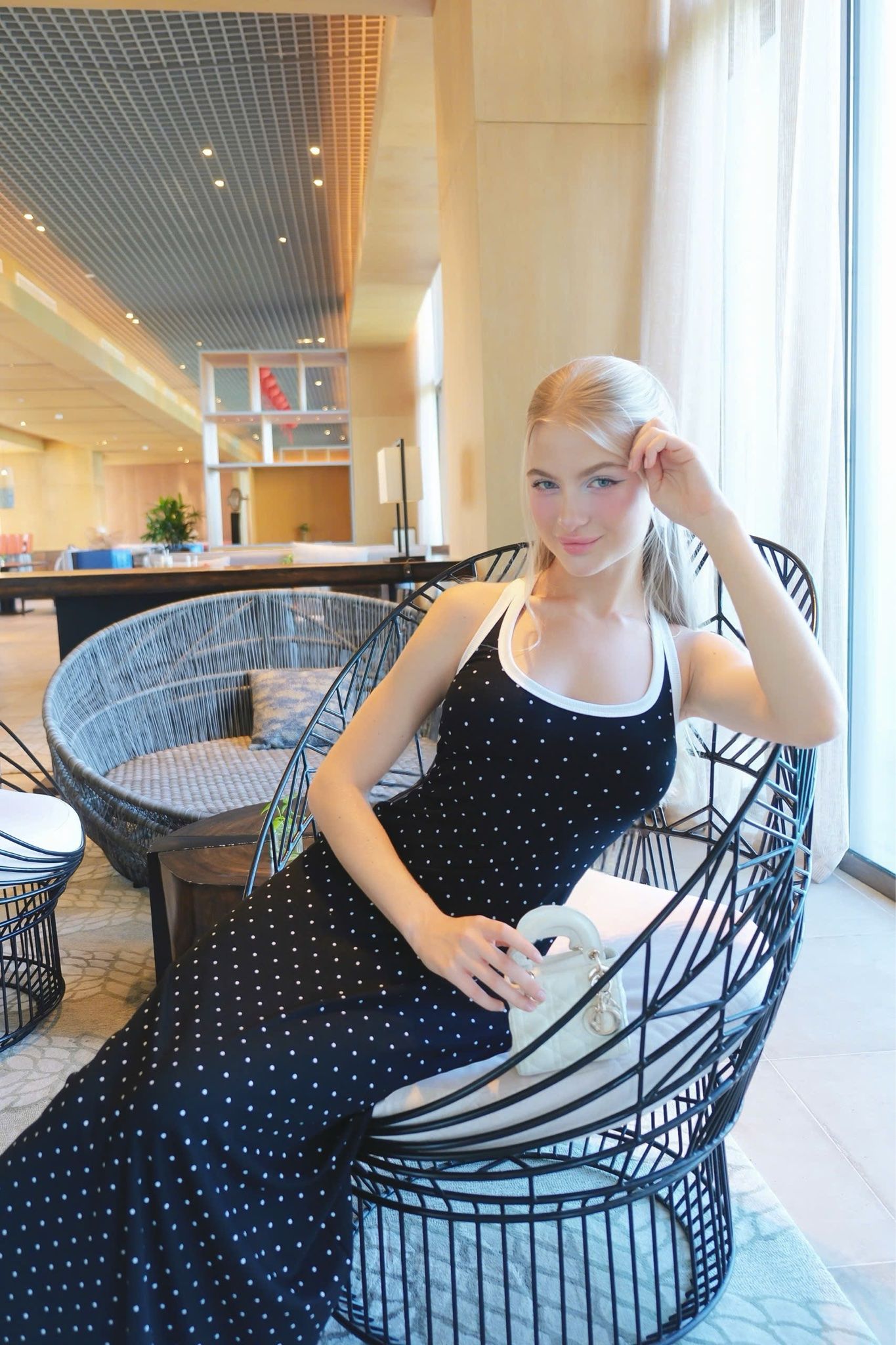 Đầm Balo Dài Chấm Bi