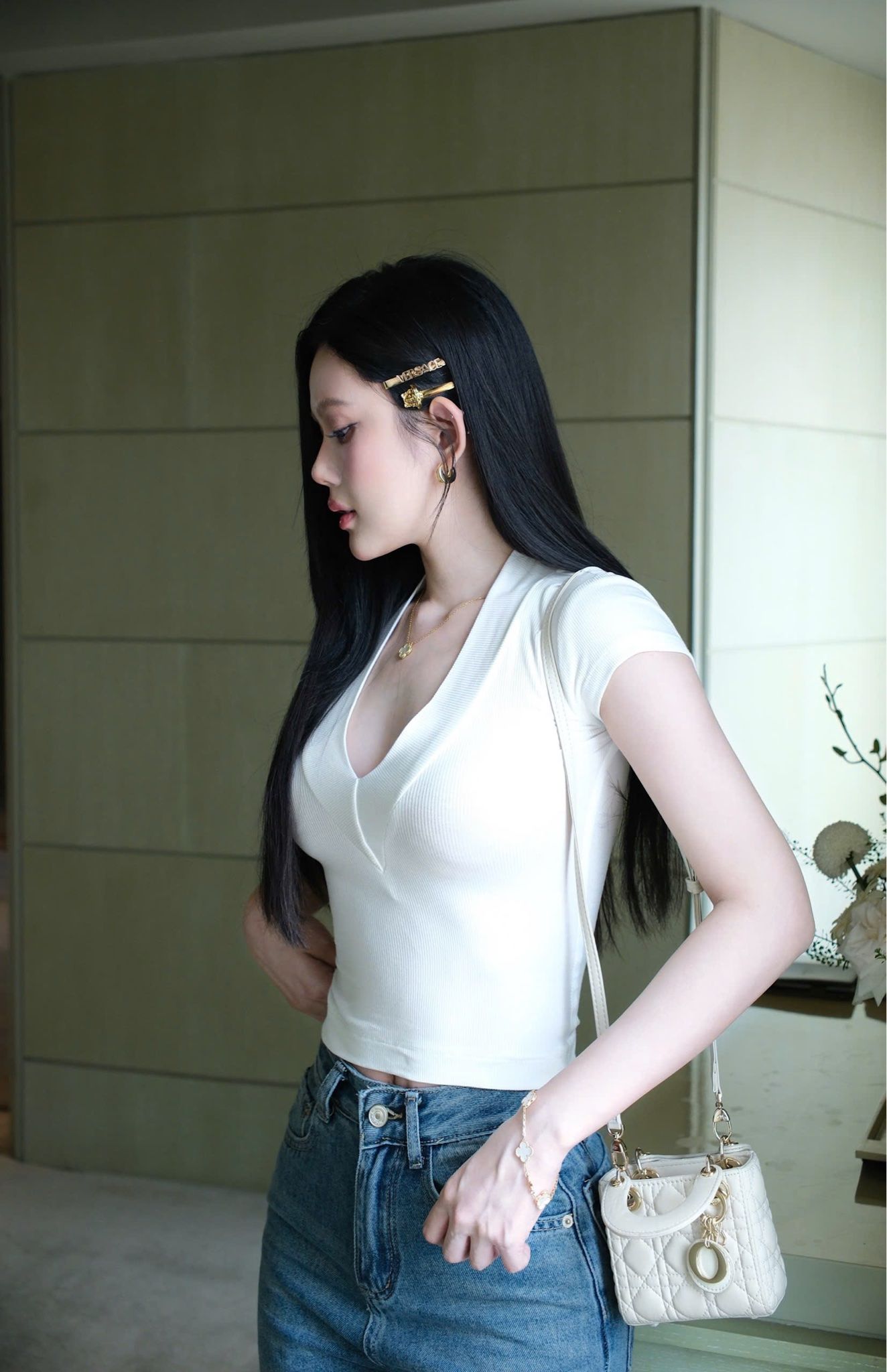 Quần Jean Ống Rộng Kèm Nịt