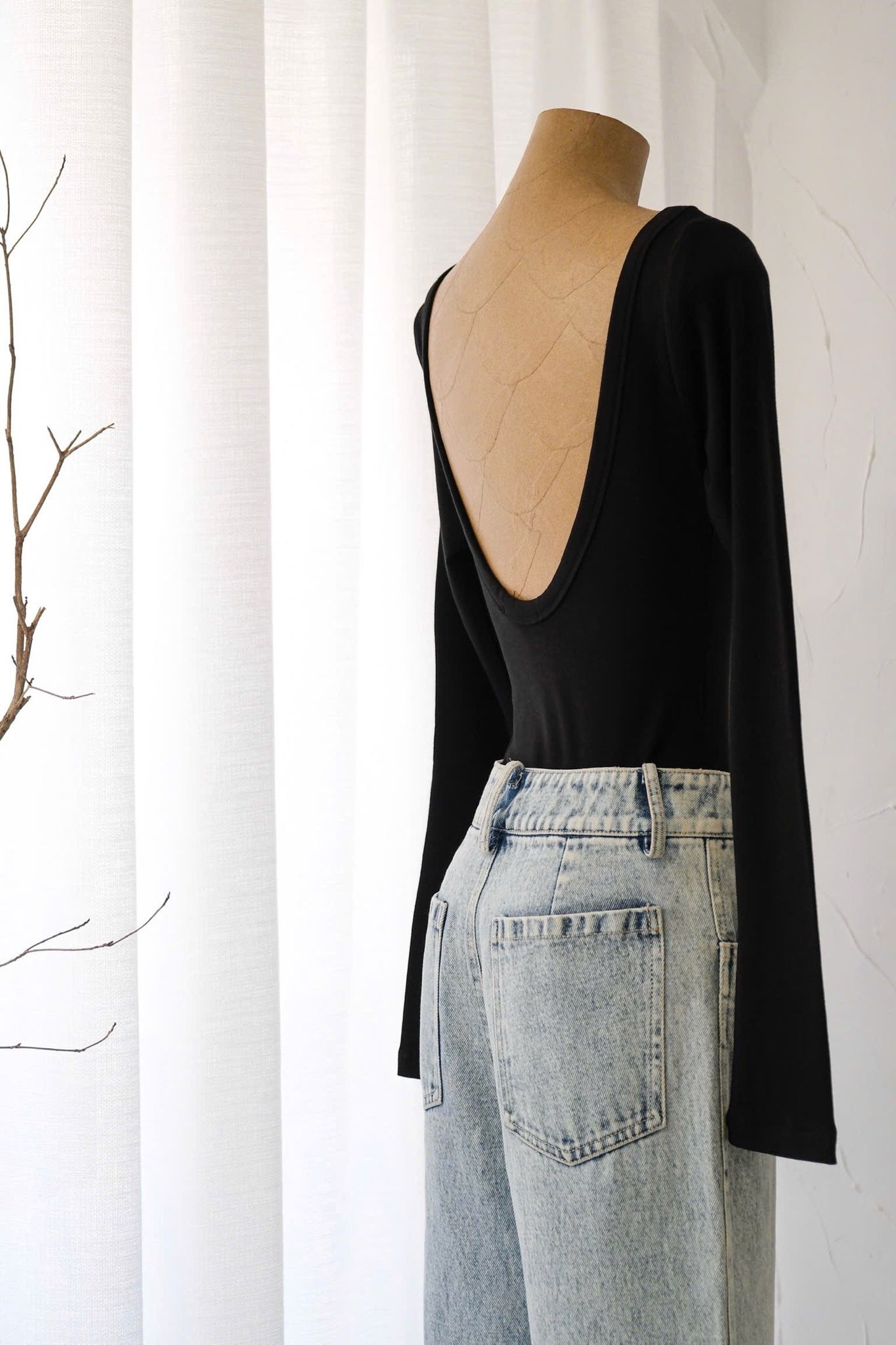 Bodysuit Thun Trơn TD Hở Lưng