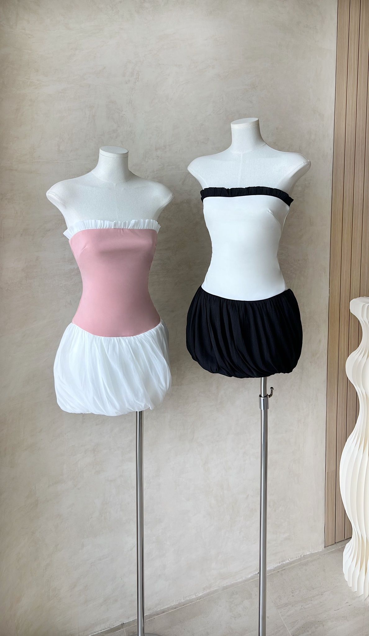 Đầm Ống Thun Phối Voan