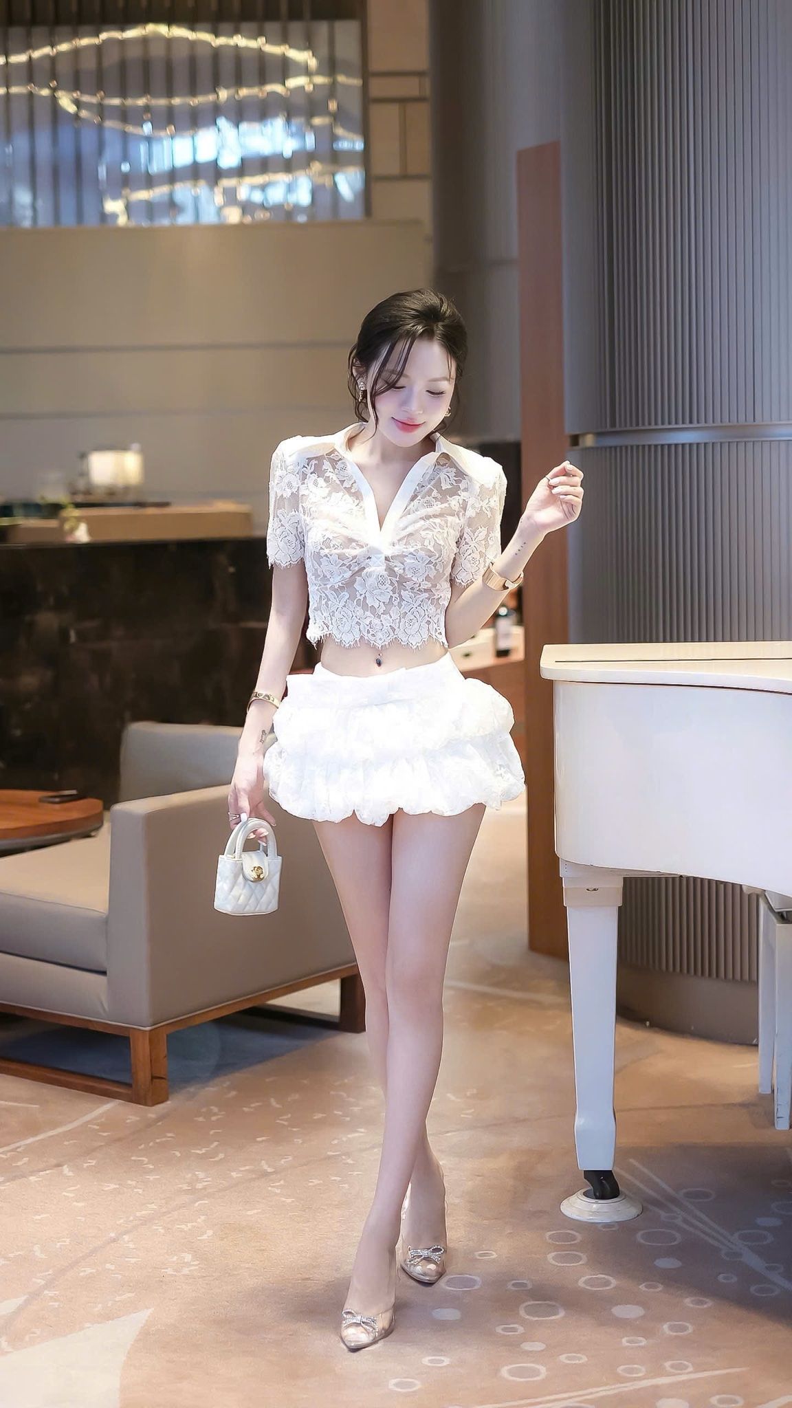 Set Ren Cổ V Cv Nơ
