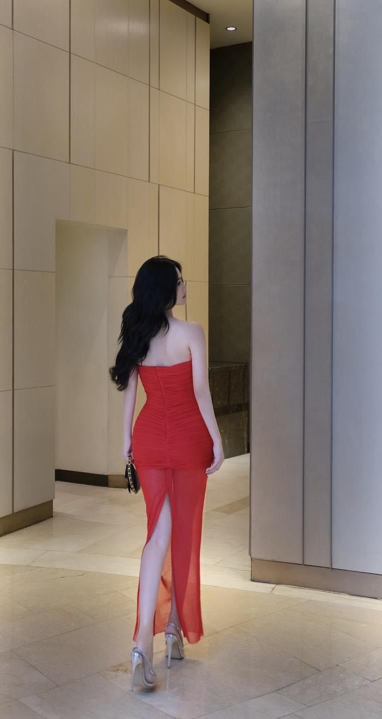 Đầm Ống Lưới Dài Xẻ Sau