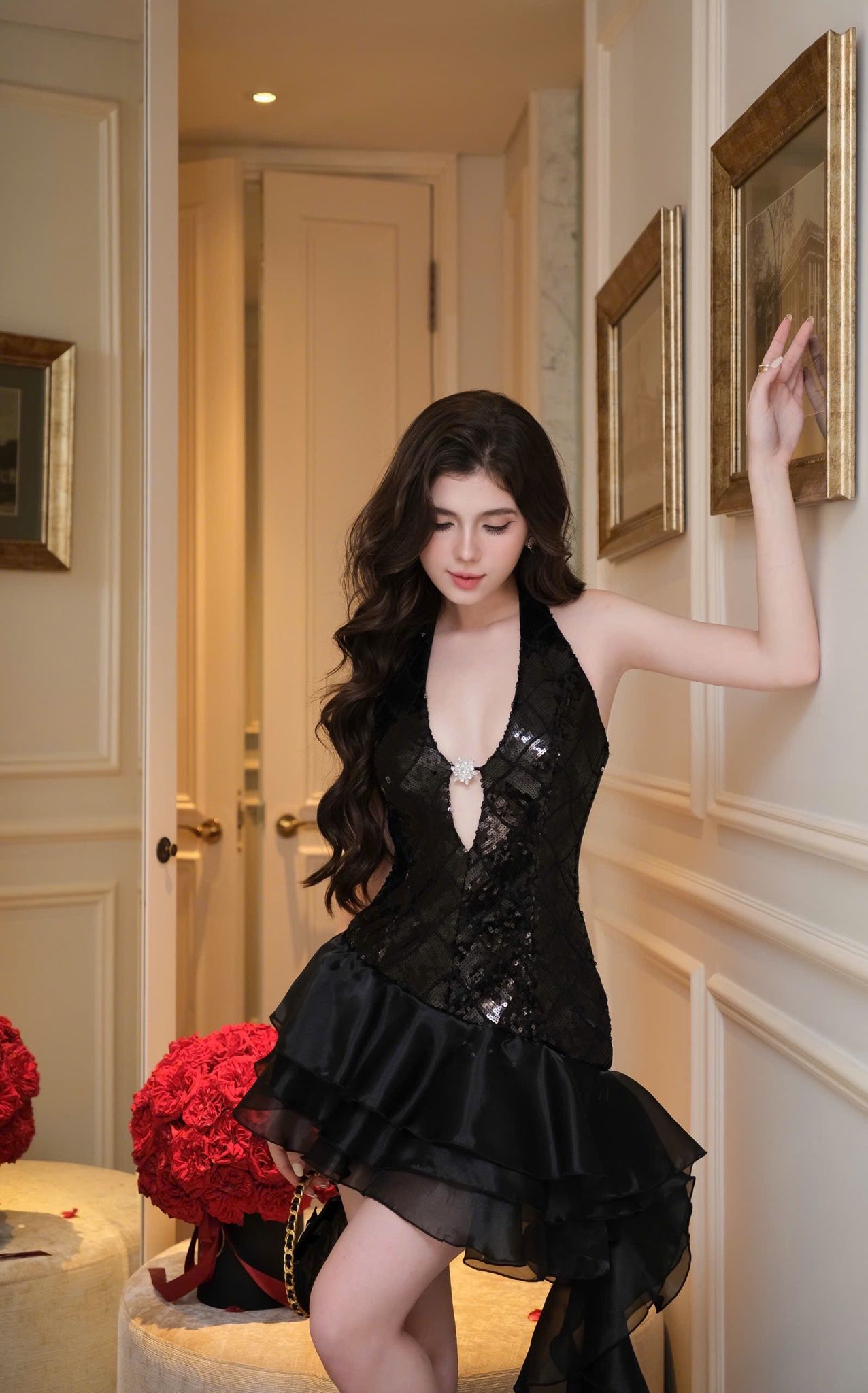Đầm Kim Sa Phối Voan Kèm Charm