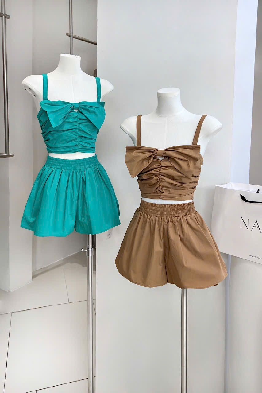 Set Áo Nhúng Nơ + Quần Short