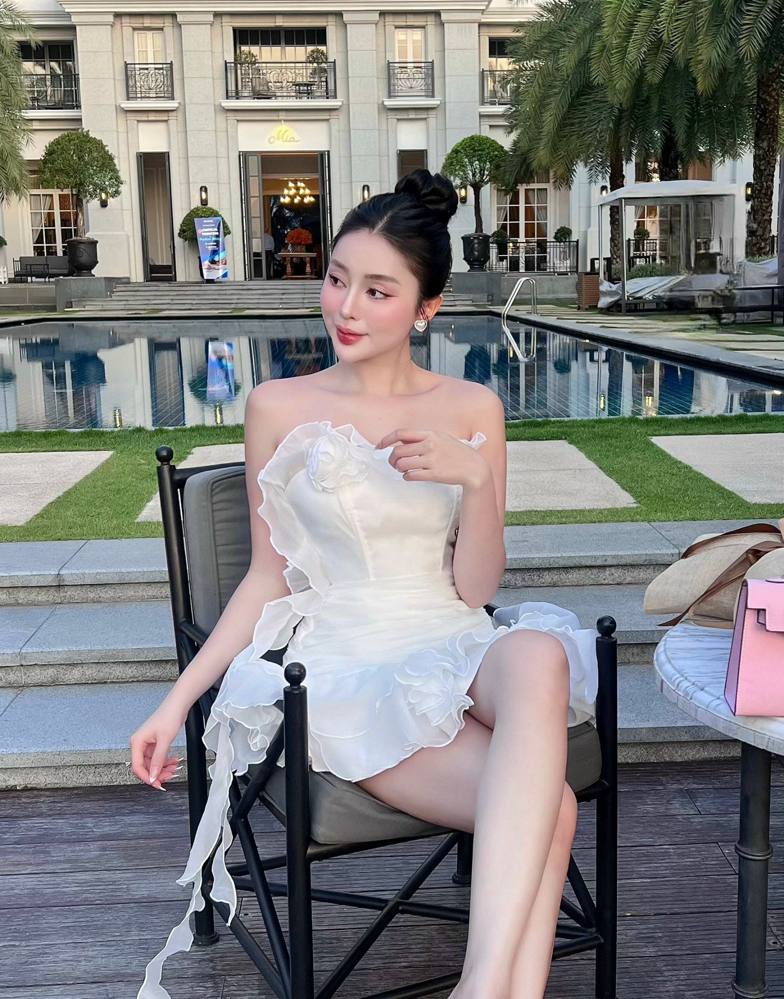 Đầm Ống Voan Bèo Đính Bông