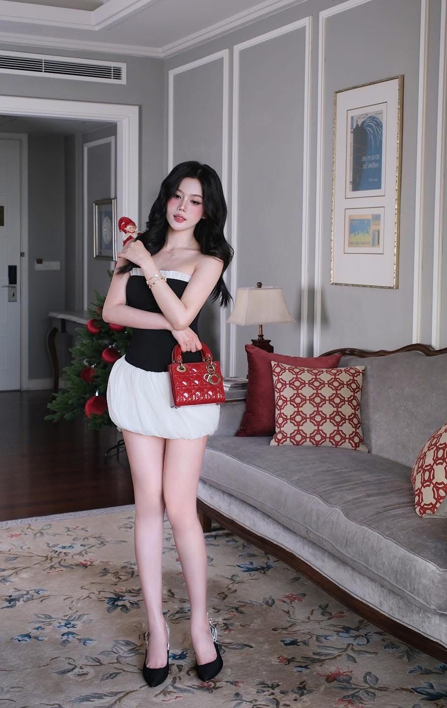 Đầm Ống Thun Phối Voan