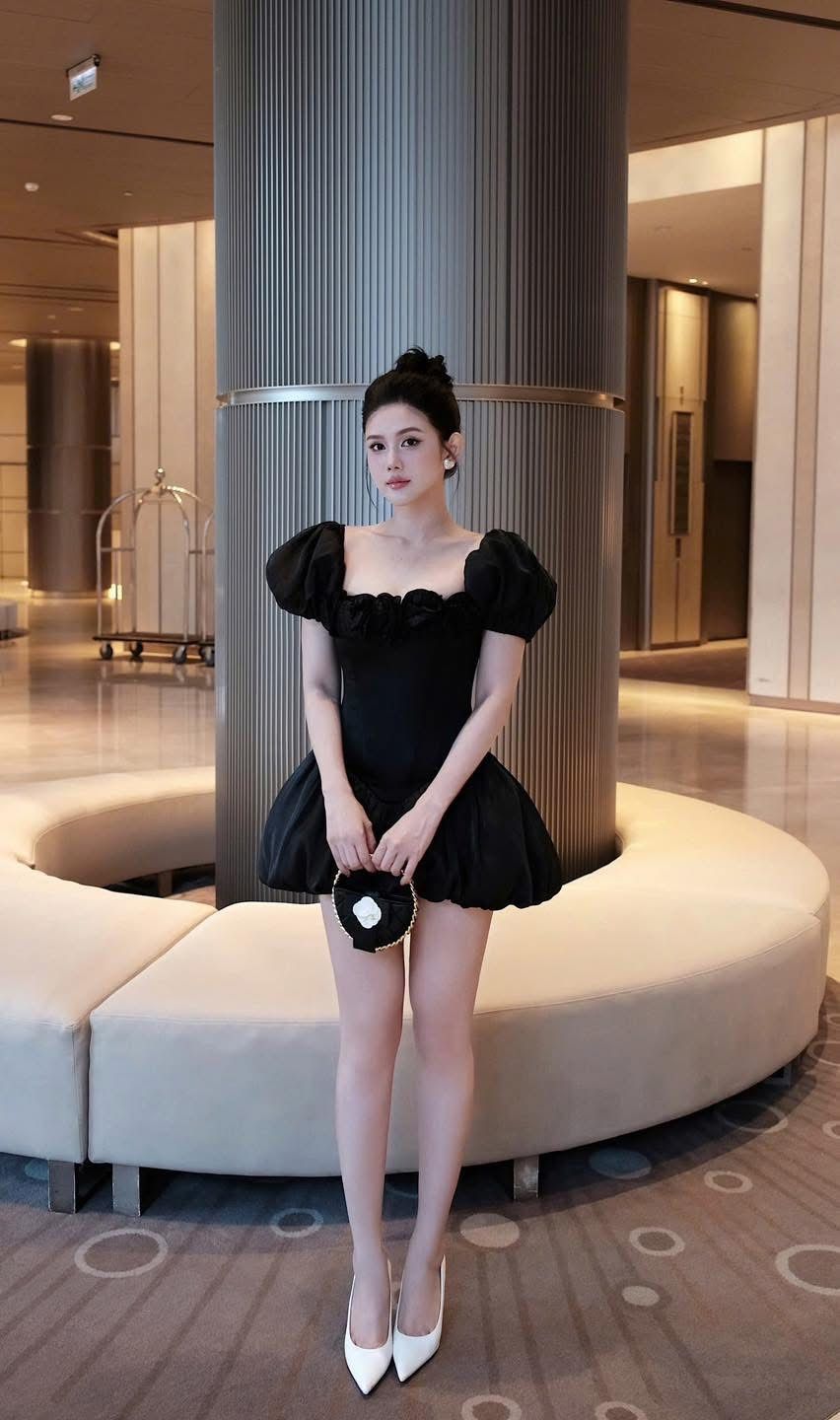 Đầm Voan Bí Đính Viền Bông
