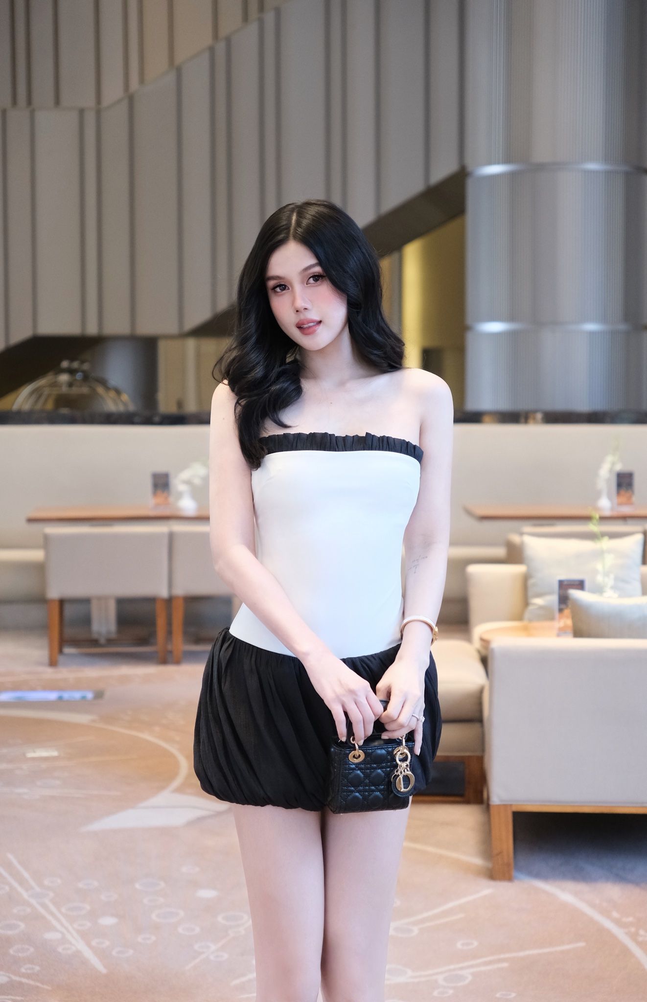 Đầm Ống Thun Phối Voan