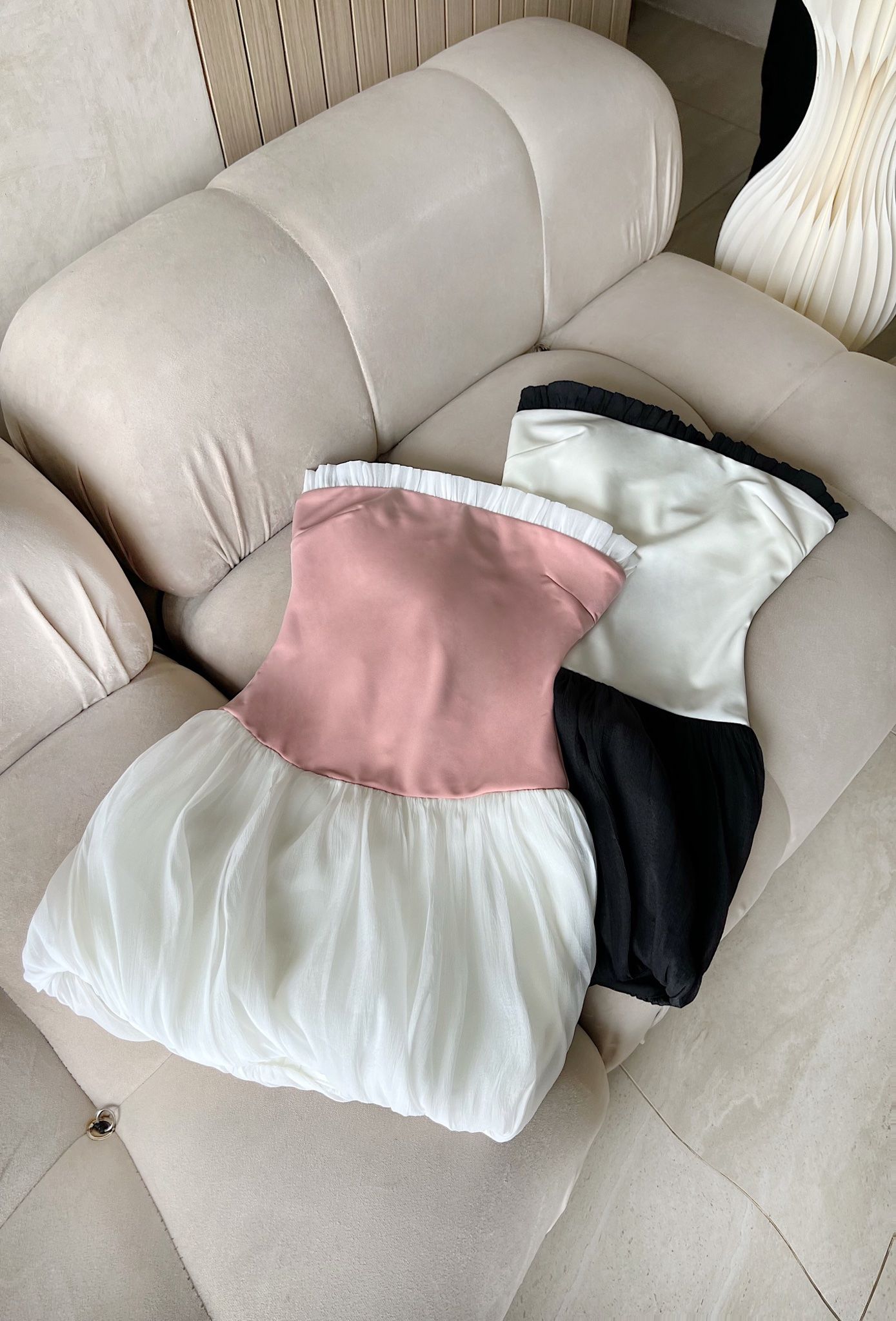 Đầm Ống Thun Phối Voan