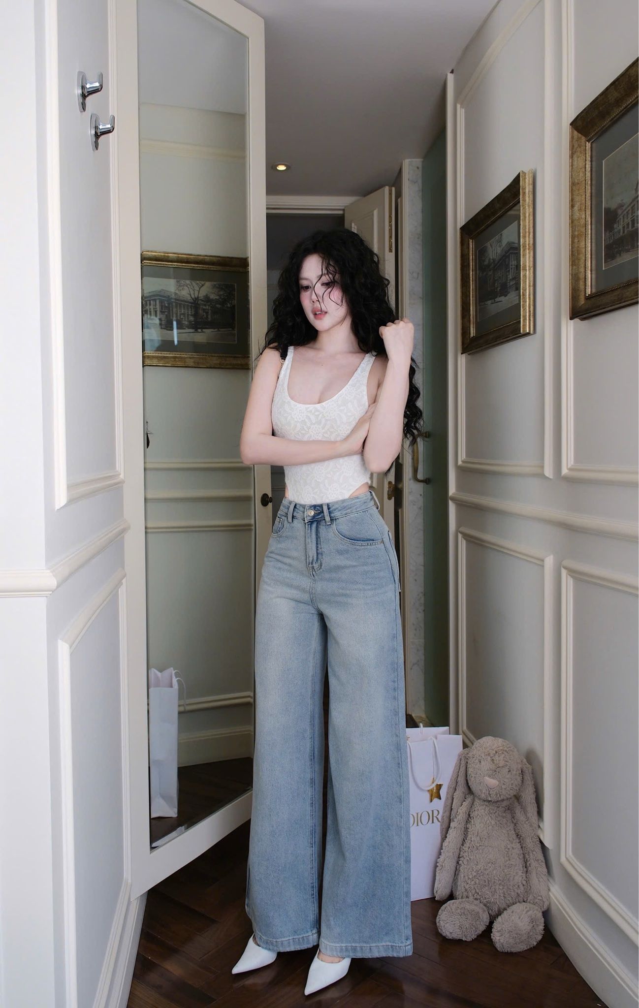 Áo Bodysuit Ren Thêu Hoa