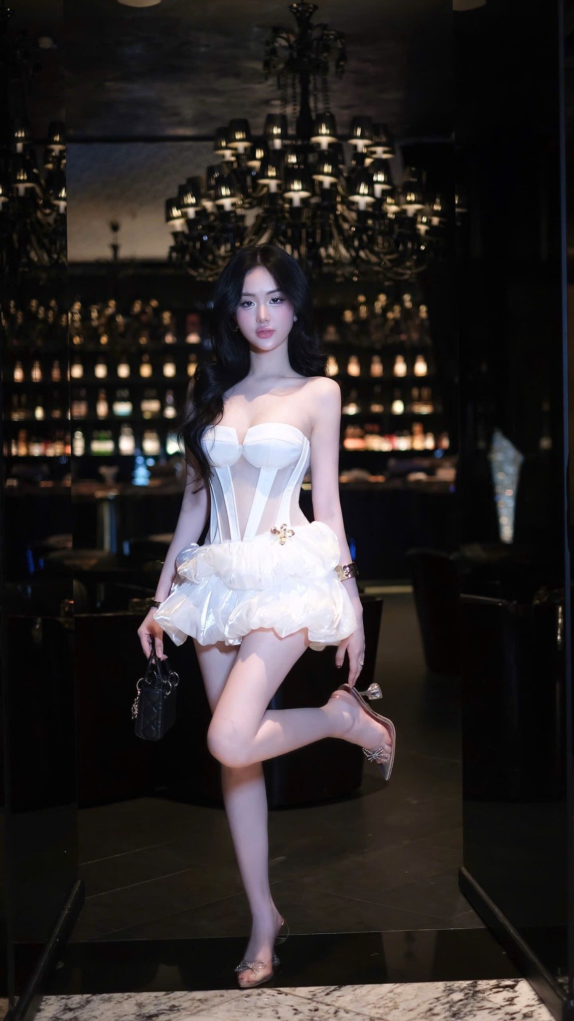 Đầm Lưới Tầng Phối Voan