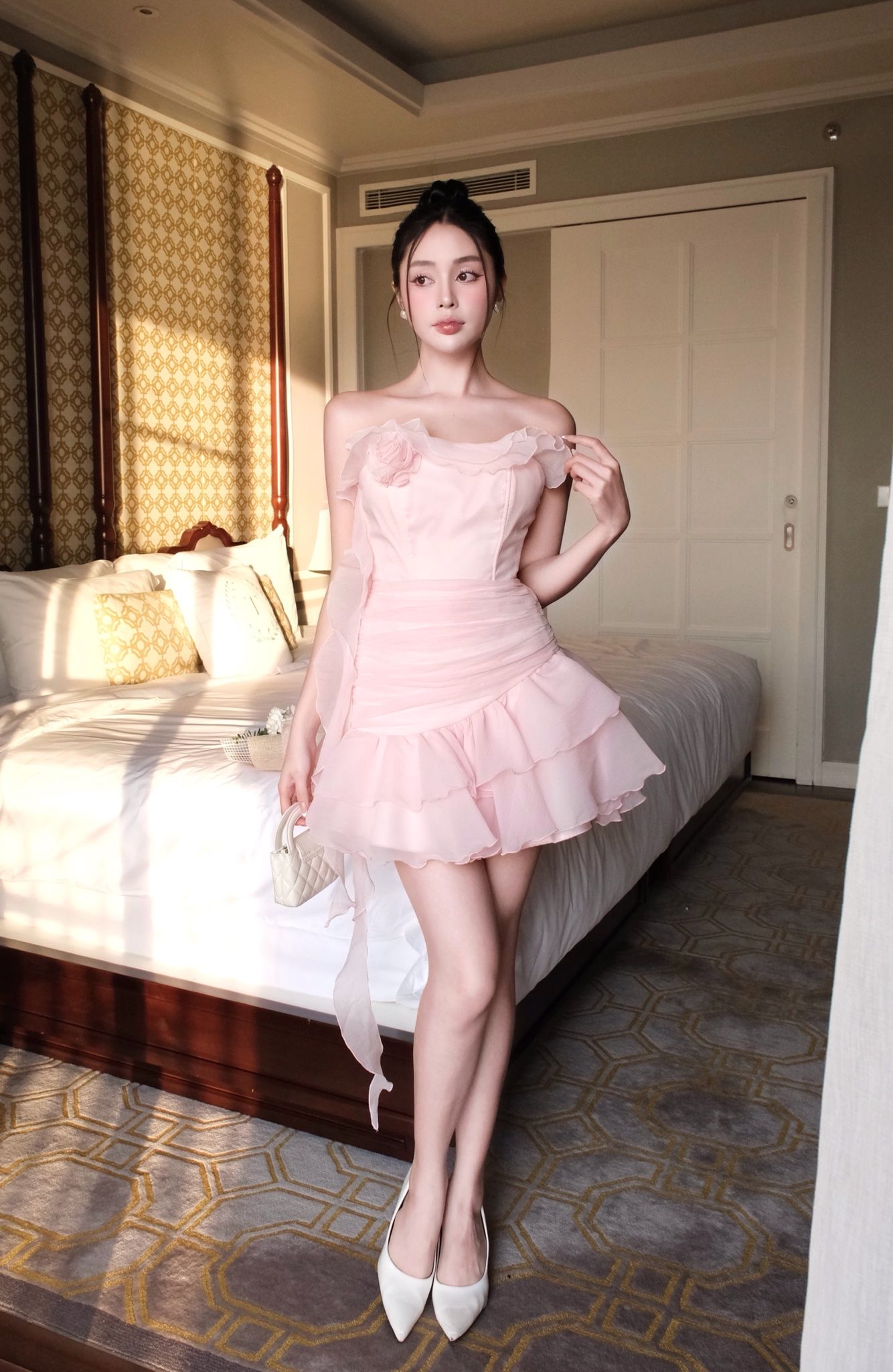 Đầm Ống Voan Bèo Đính Bông
