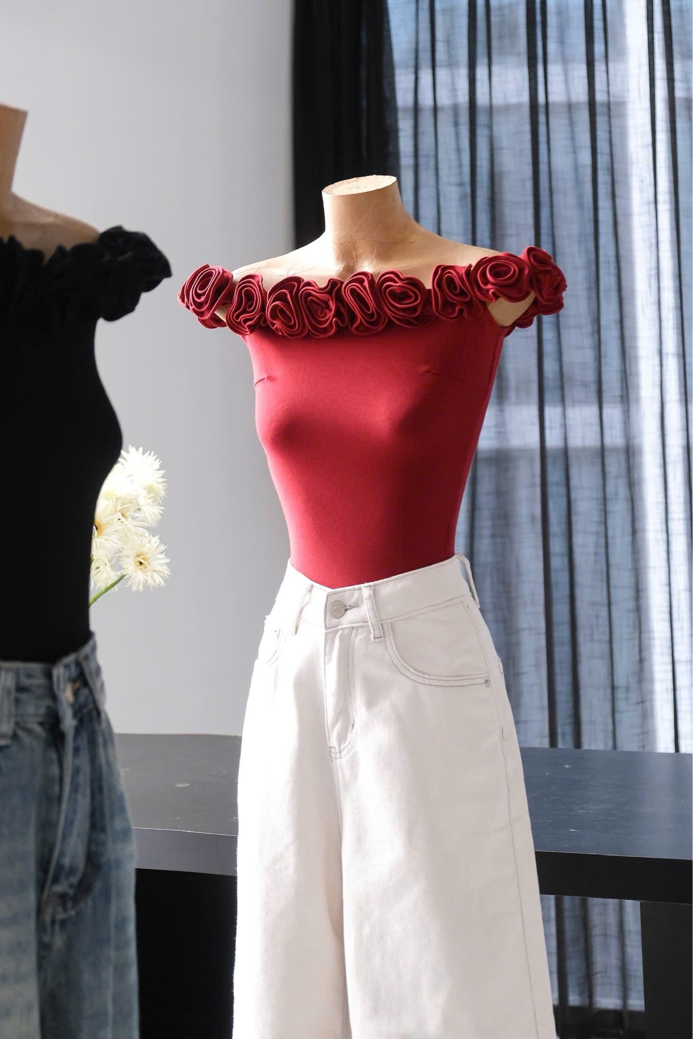 Quần Jean Ống Rộng Kèm Nịt