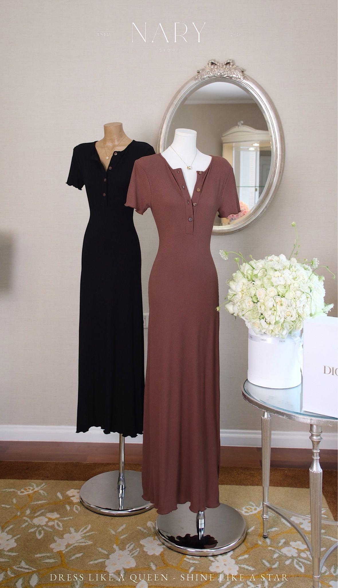 Đầm Thun Viền Bèo Tay Con