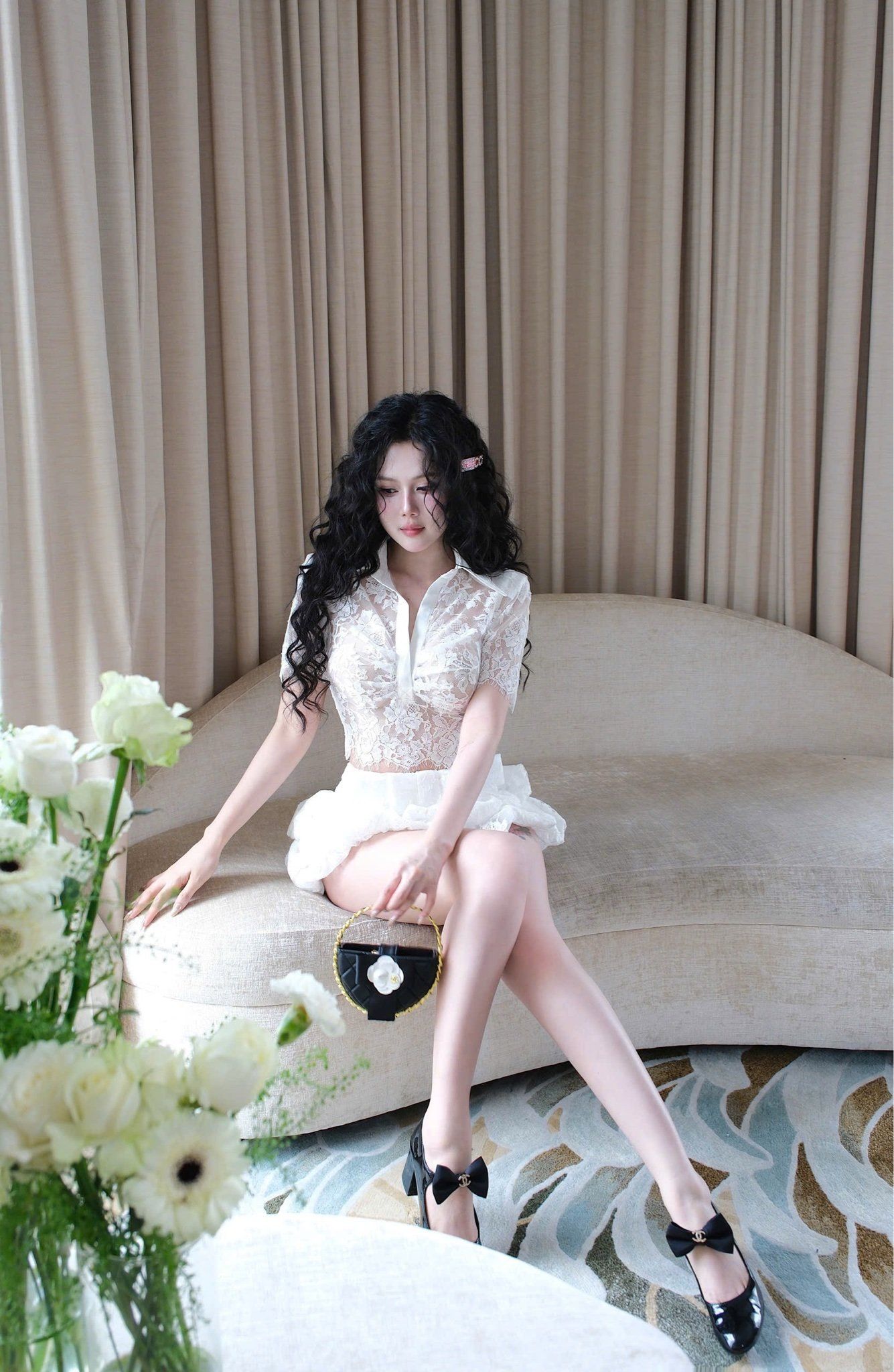 Set Ren Cổ V Cv Nơ