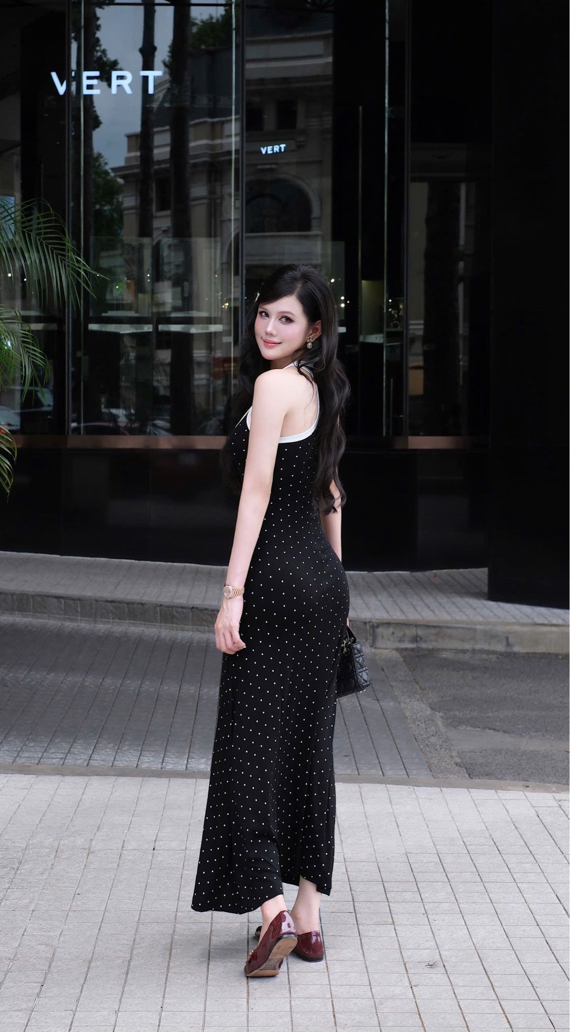 Đầm Balo Dài Chấm Bi