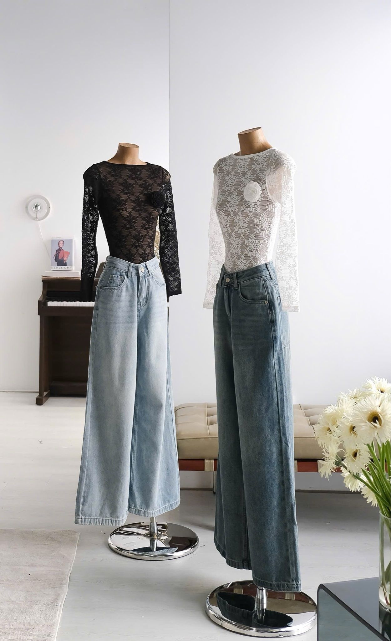 Quần Jean Ống Rộng Kèm Nịt