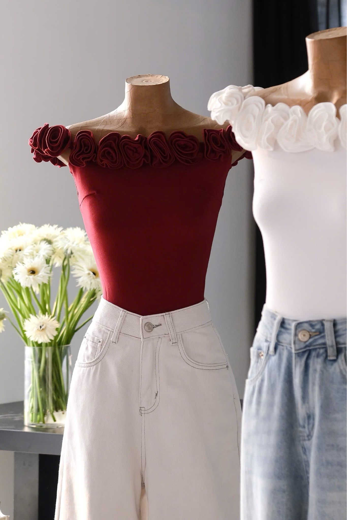 Quần Jean Ống Rộng Kèm Nịt