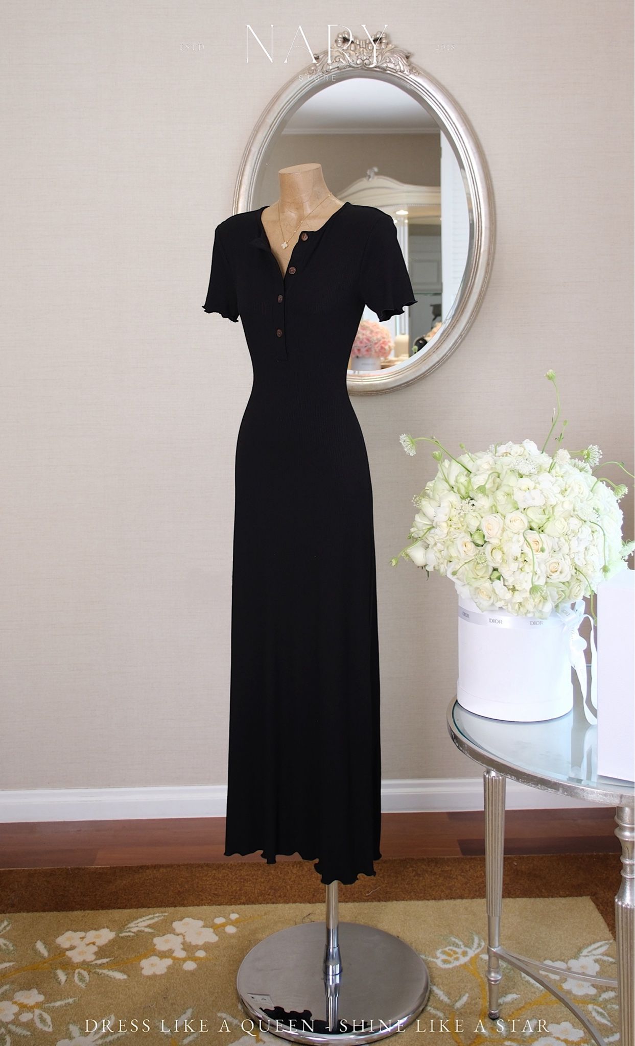Đầm Thun Viền Bèo Tay Con