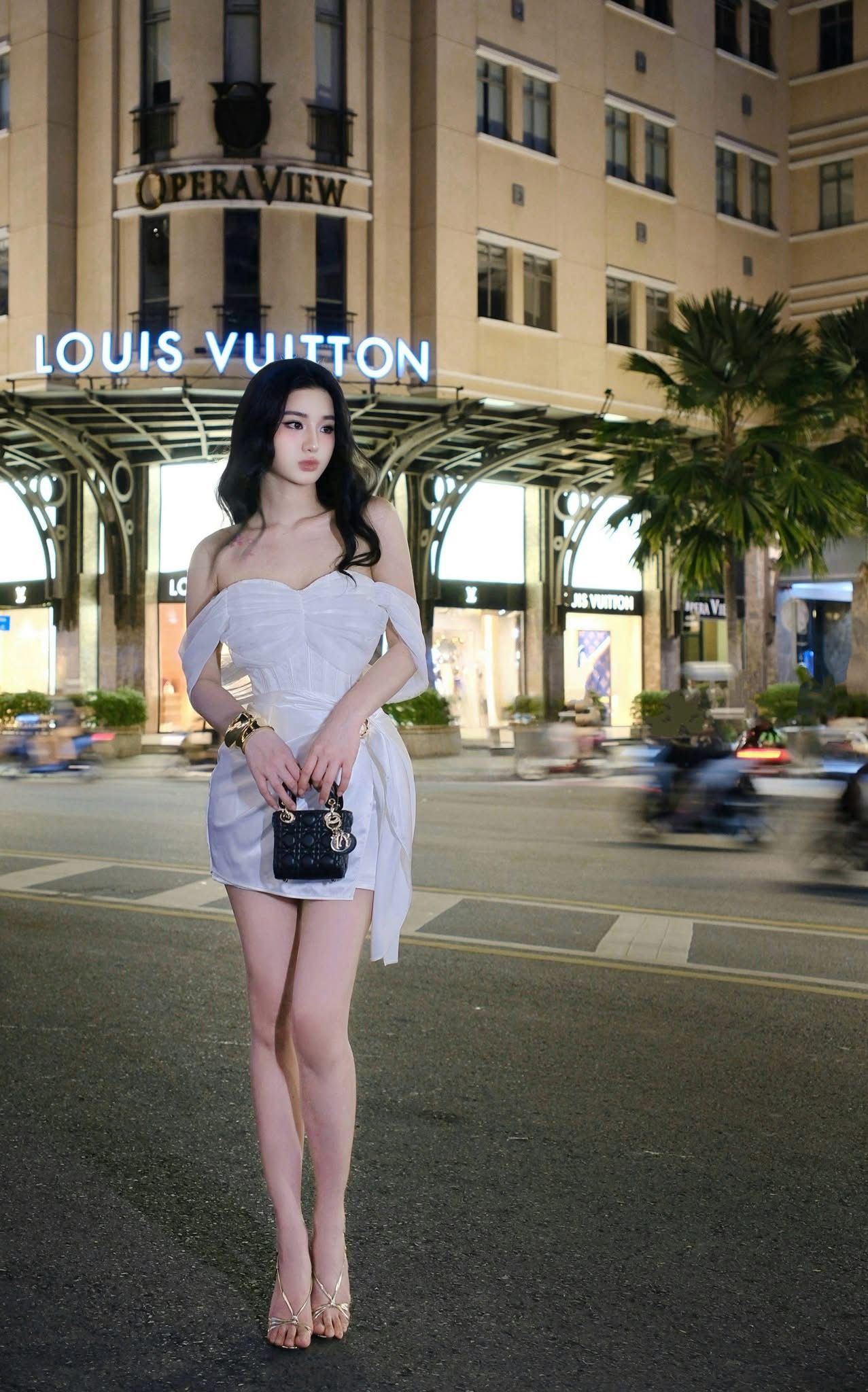 Đầm Lưới Bẹt Vai Phối Lụa