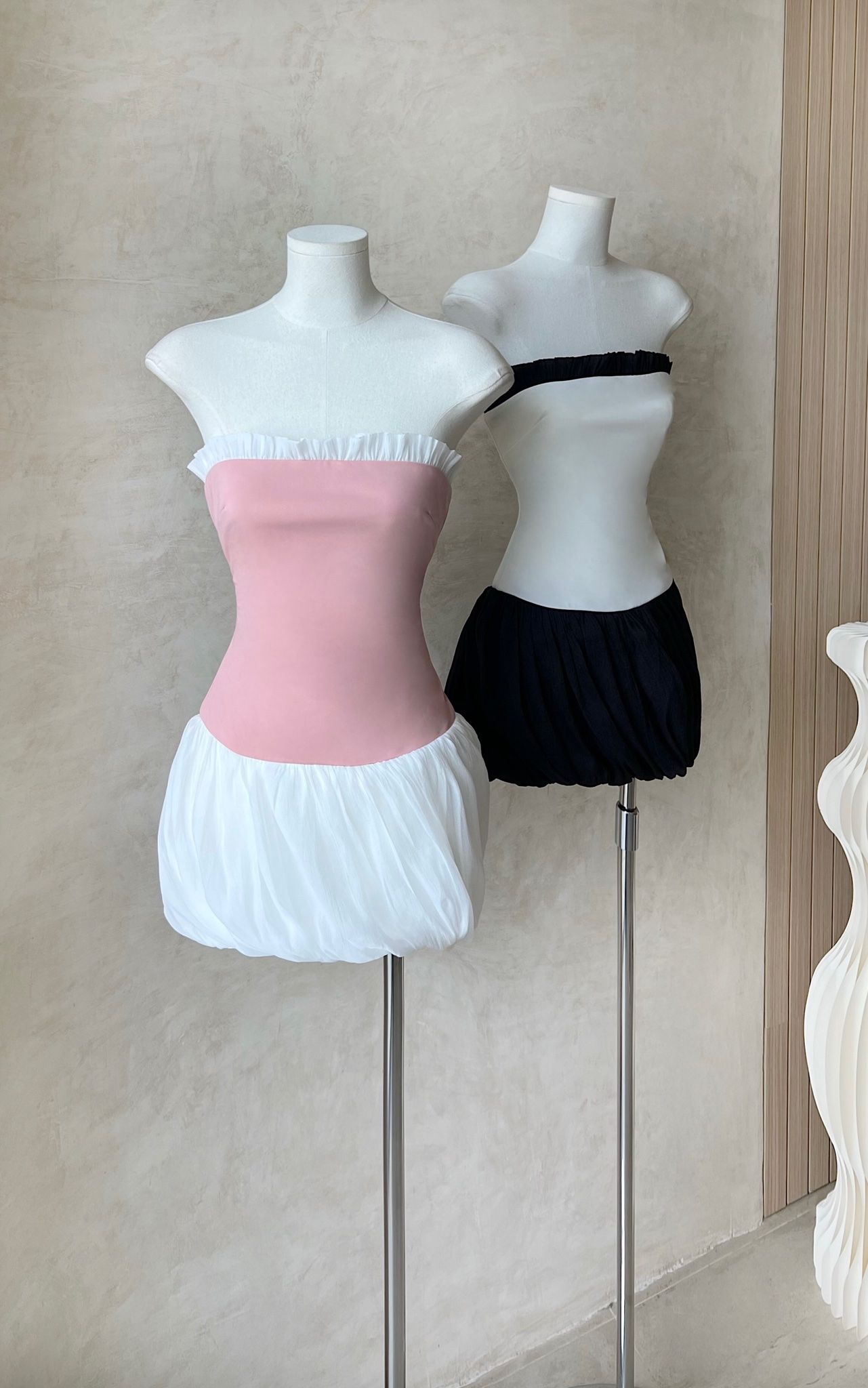 Đầm Ống Thun Phối Voan