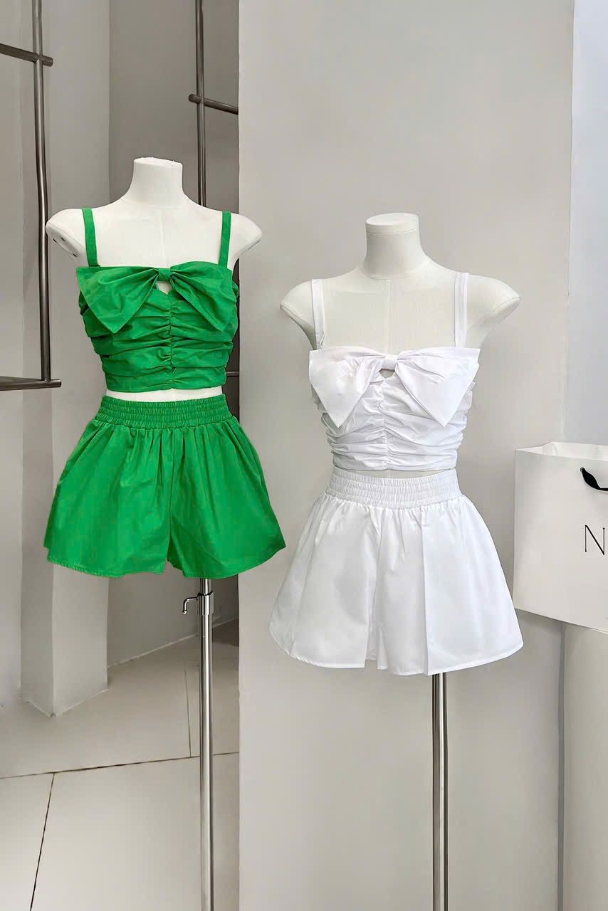Set Áo Nhúng Nơ + Quần Short