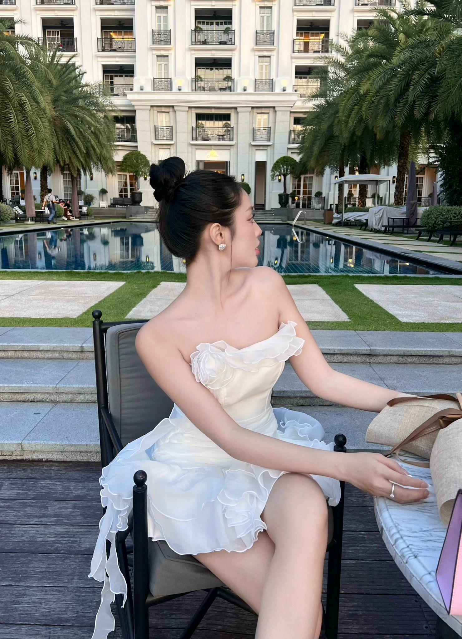 Đầm Ống Voan Bèo Đính Bông