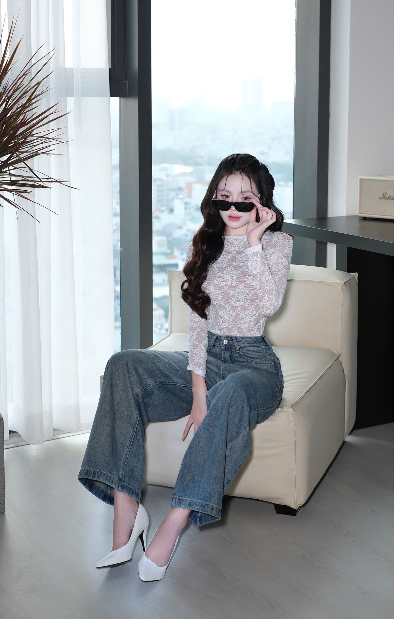 Quần Jean Ống Rộng Kèm Nịt