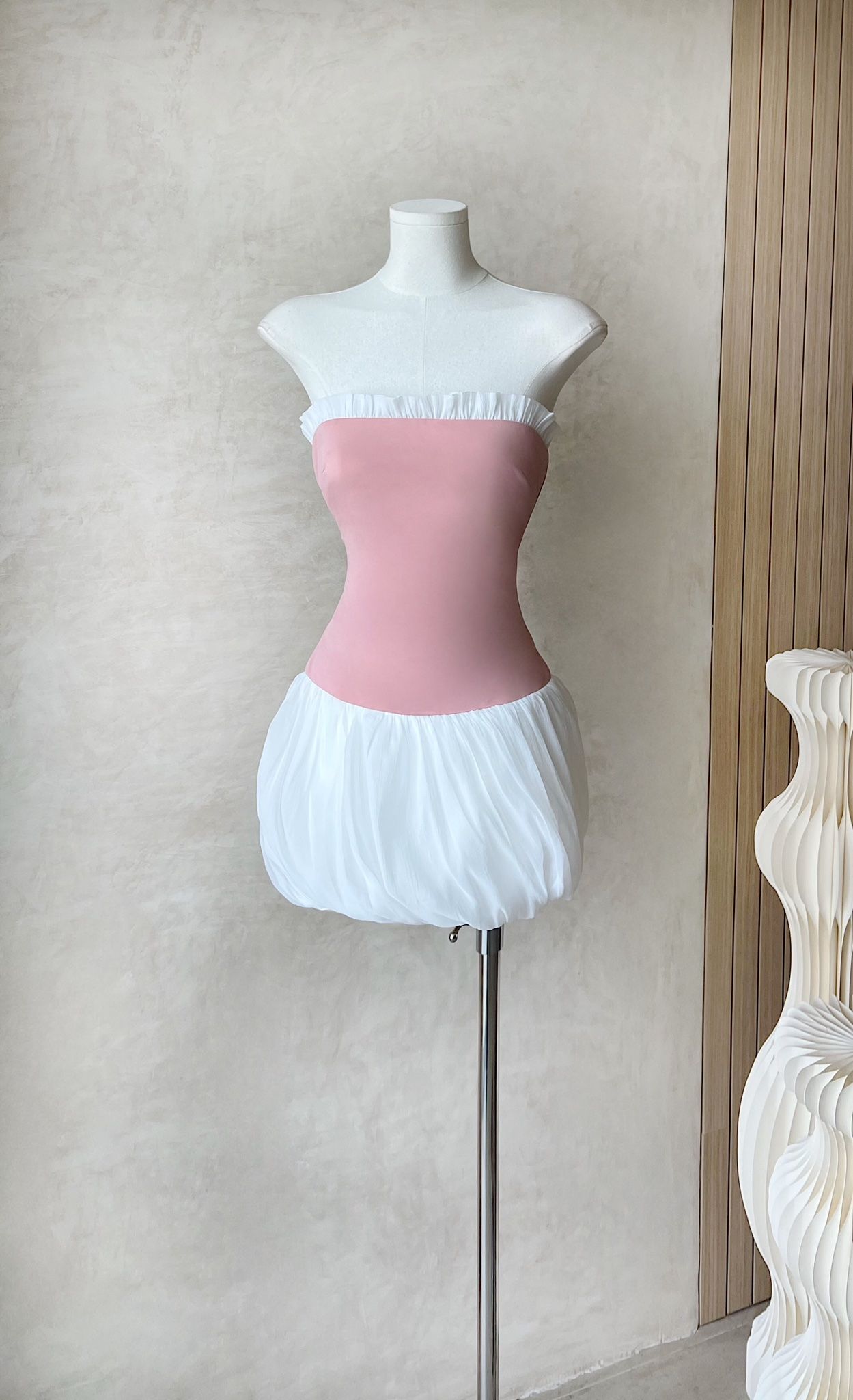 Đầm Ống Thun Phối Voan