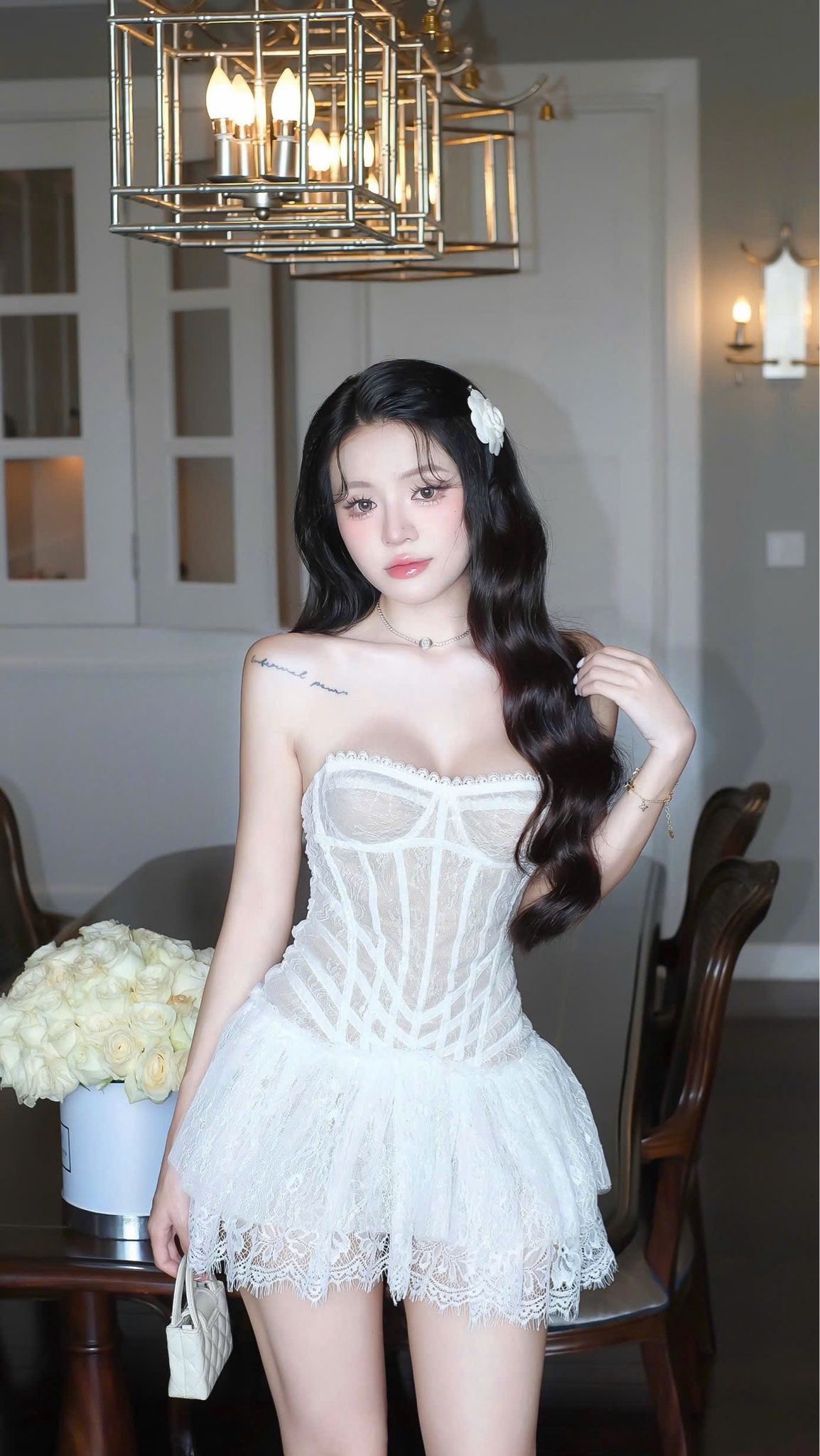 Đầm Cup Lưới Ren Kim Sa