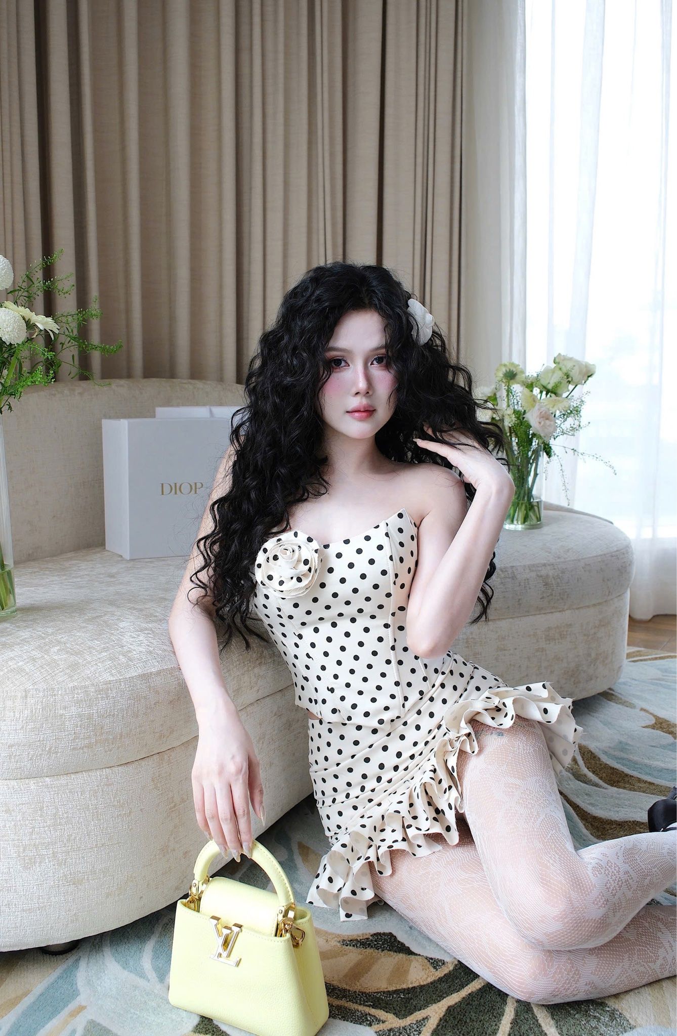 Set Cup Chấm Bi Đính Hoa