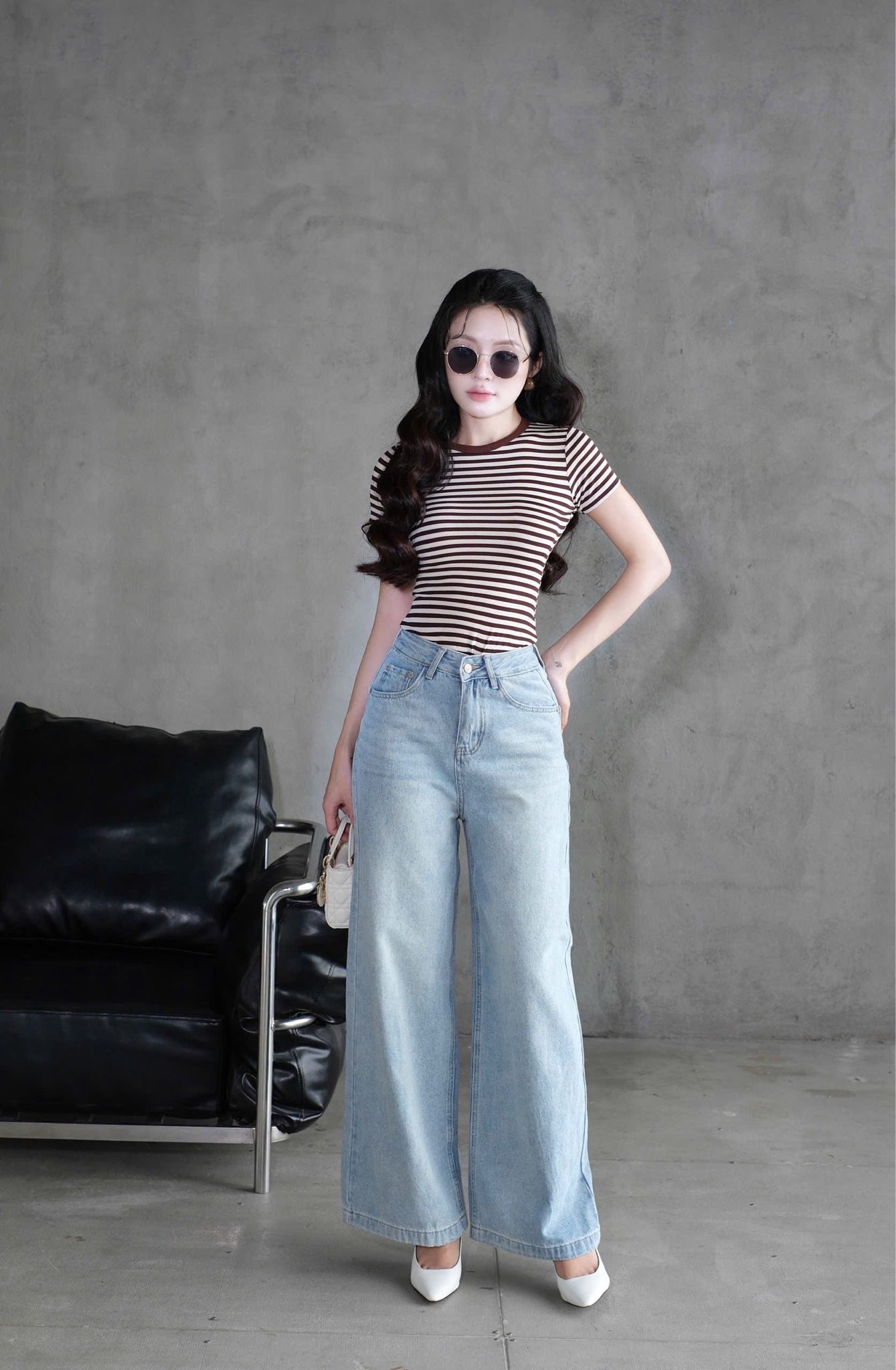 Quần Jean Ống Rộng Kèm Nịt