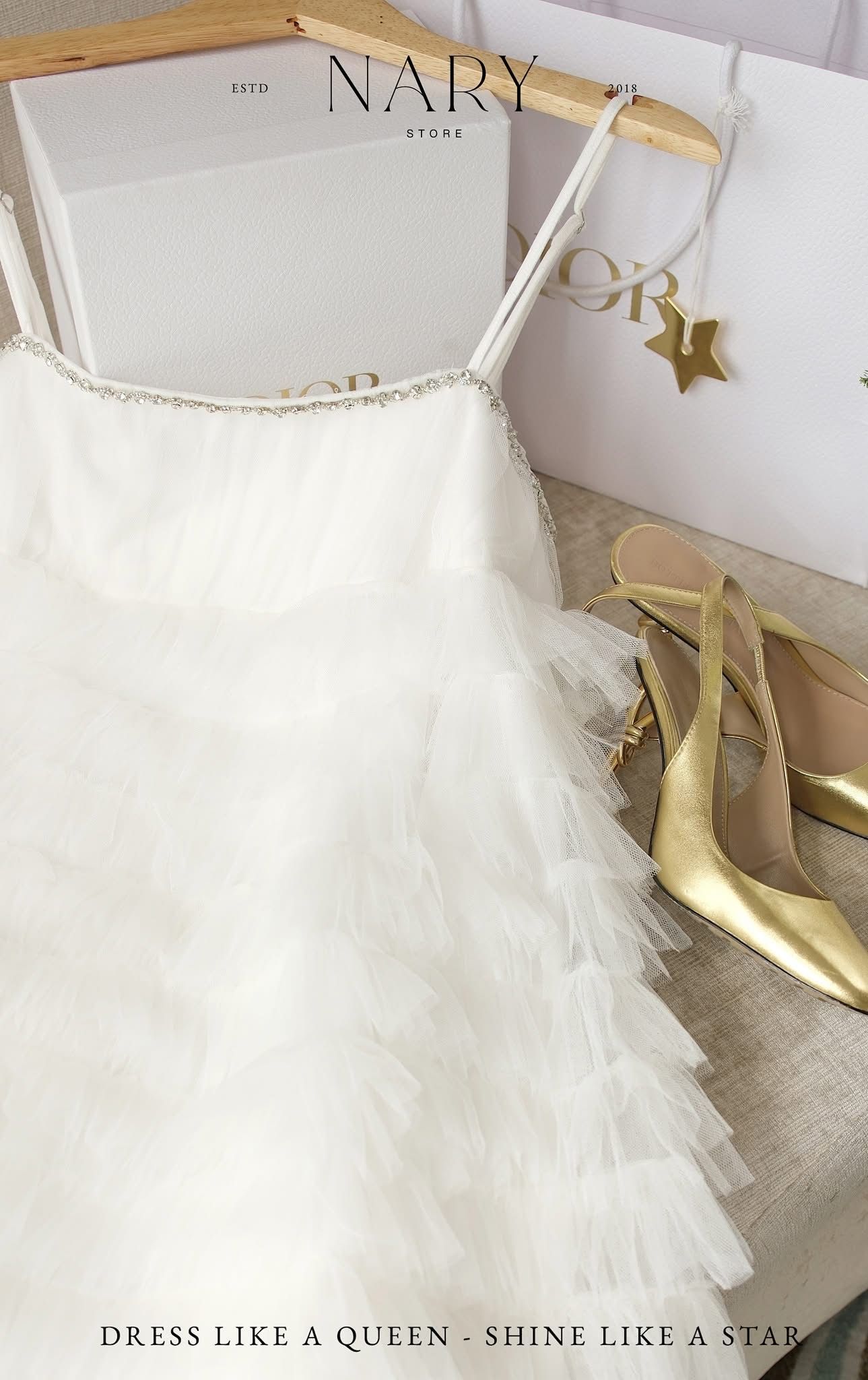 Đầm Babydoll Tầng Viền Đá