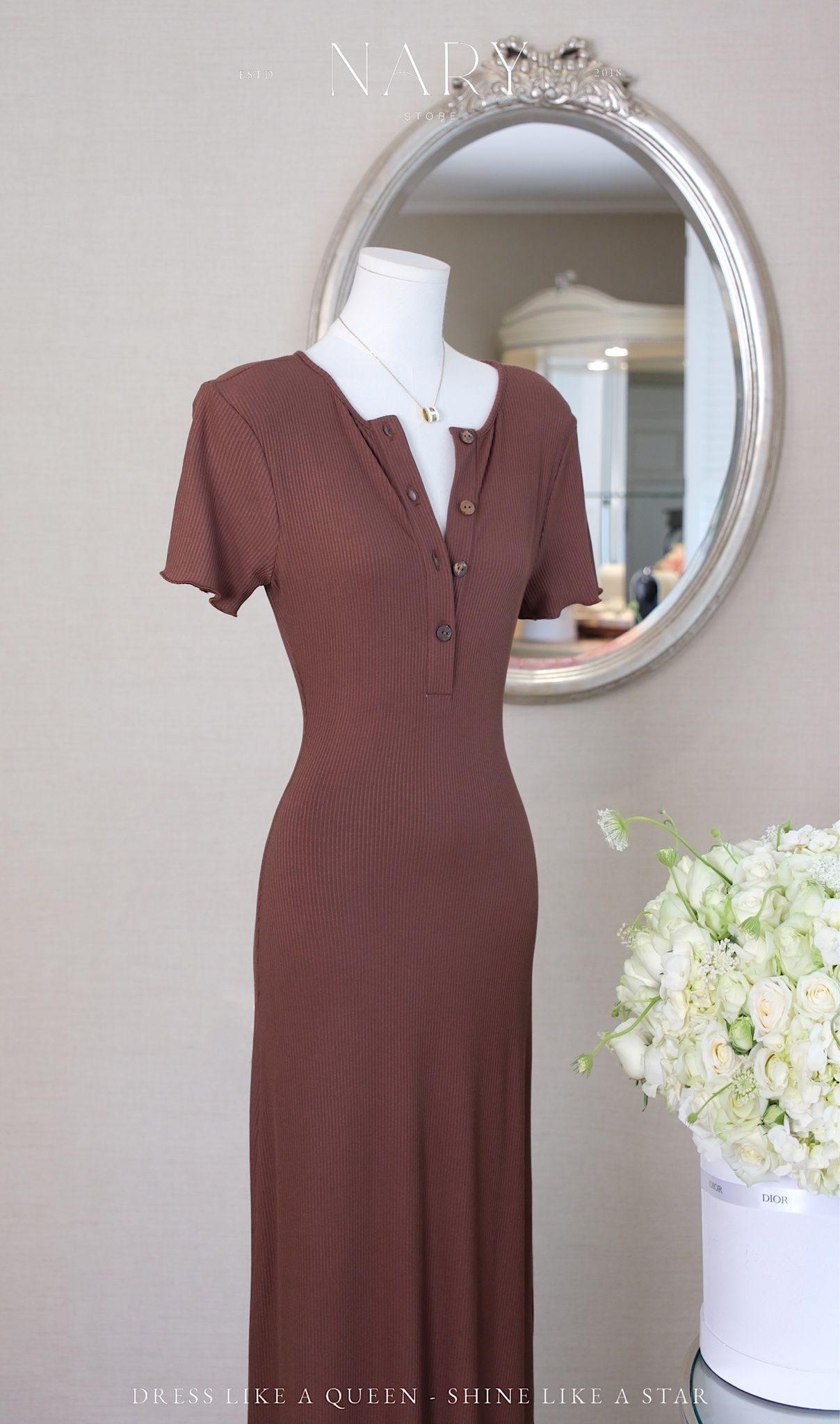 Đầm Thun Viền Bèo Tay Con