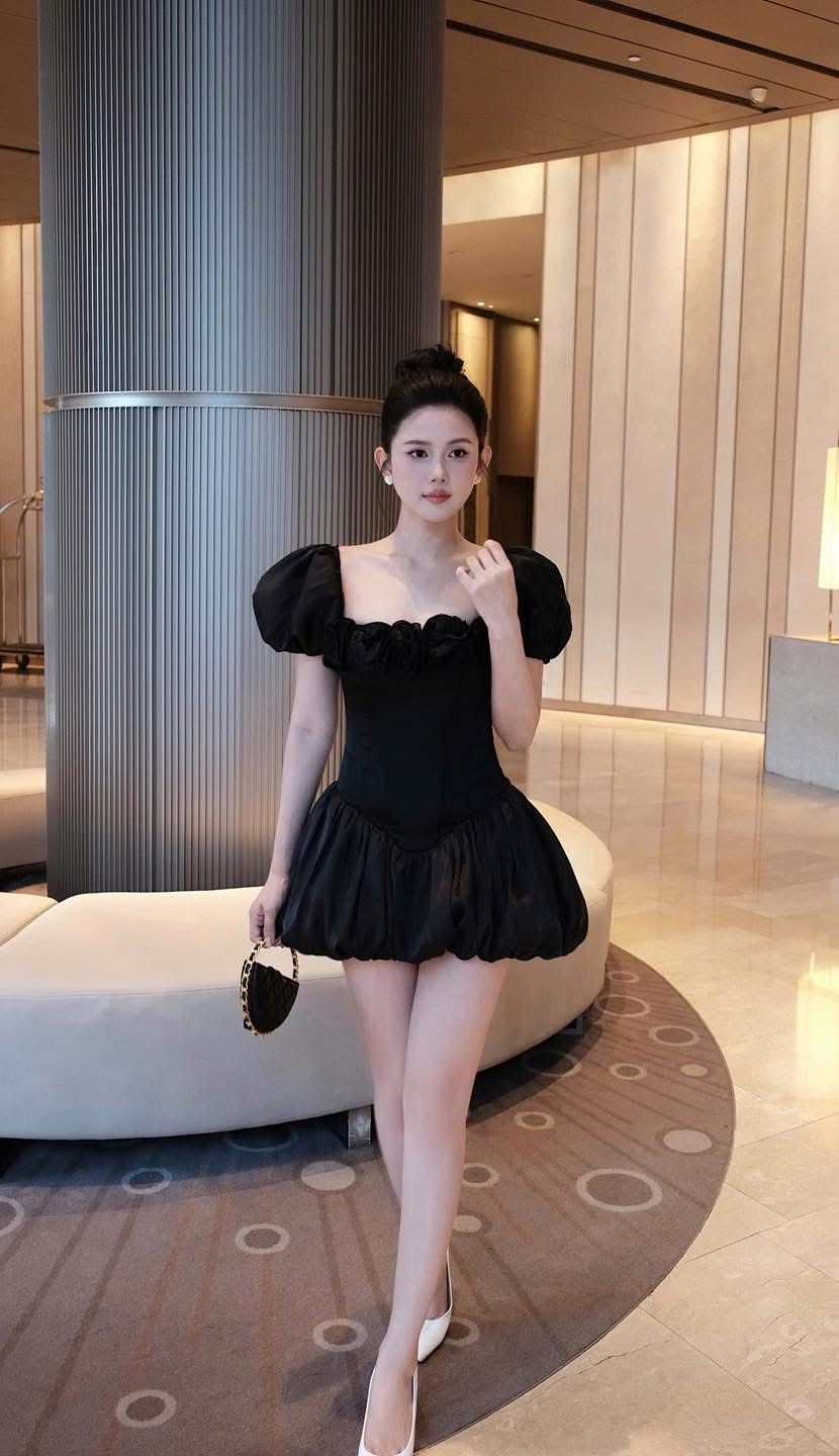 Đầm Voan Bí Đính Viền Bông