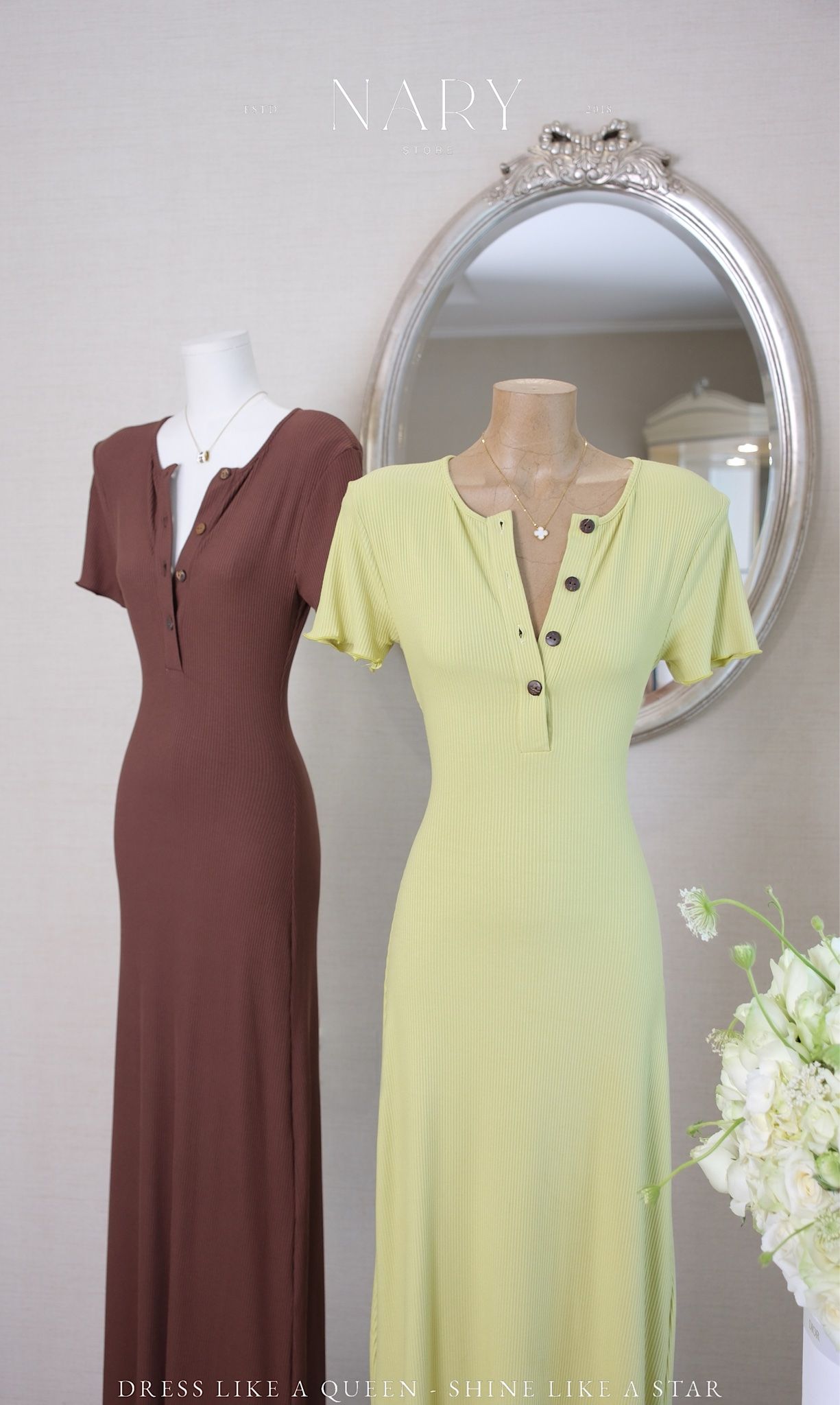 Đầm Thun Viền Bèo Tay Con