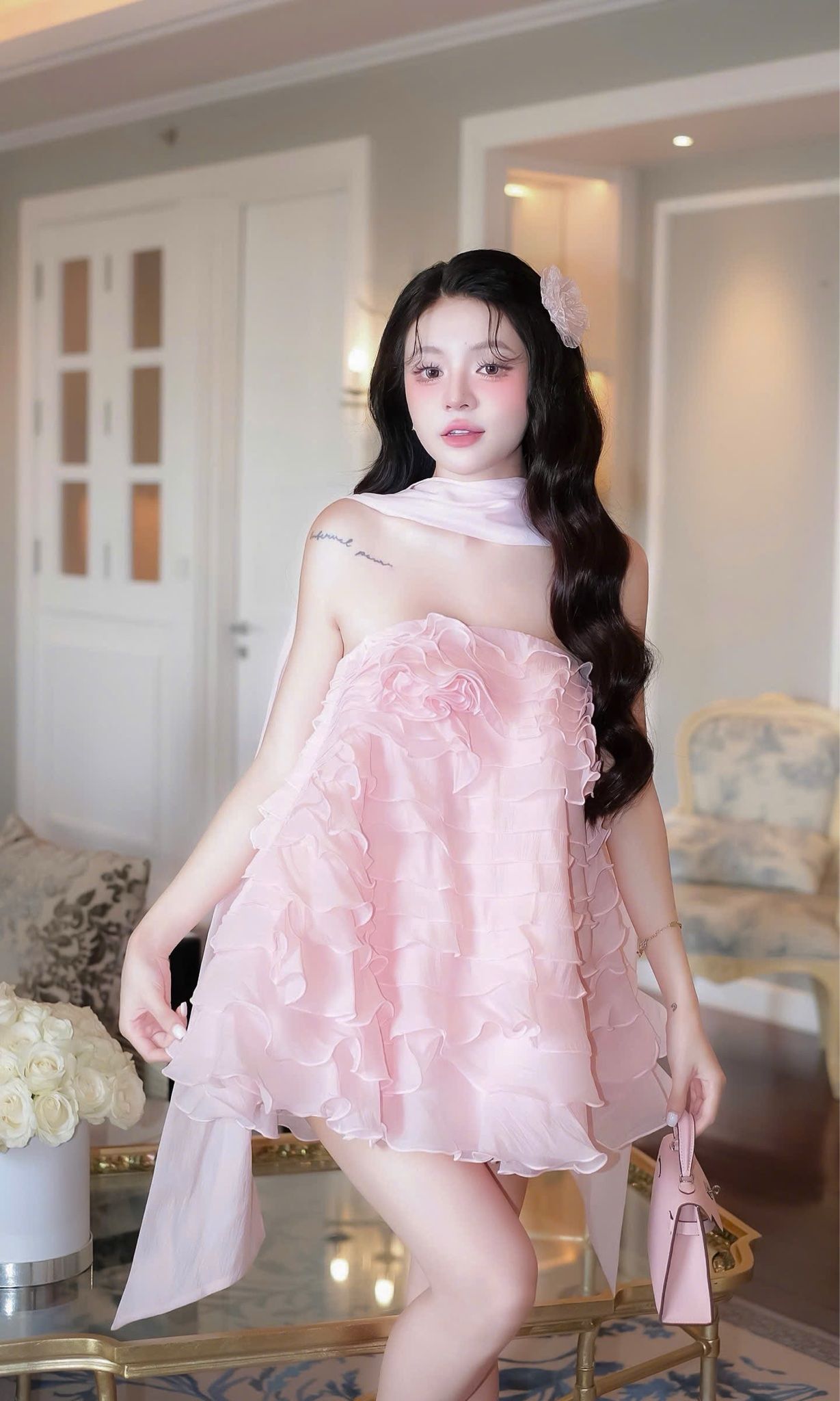 Babydoll Tầng Kèm Choàng