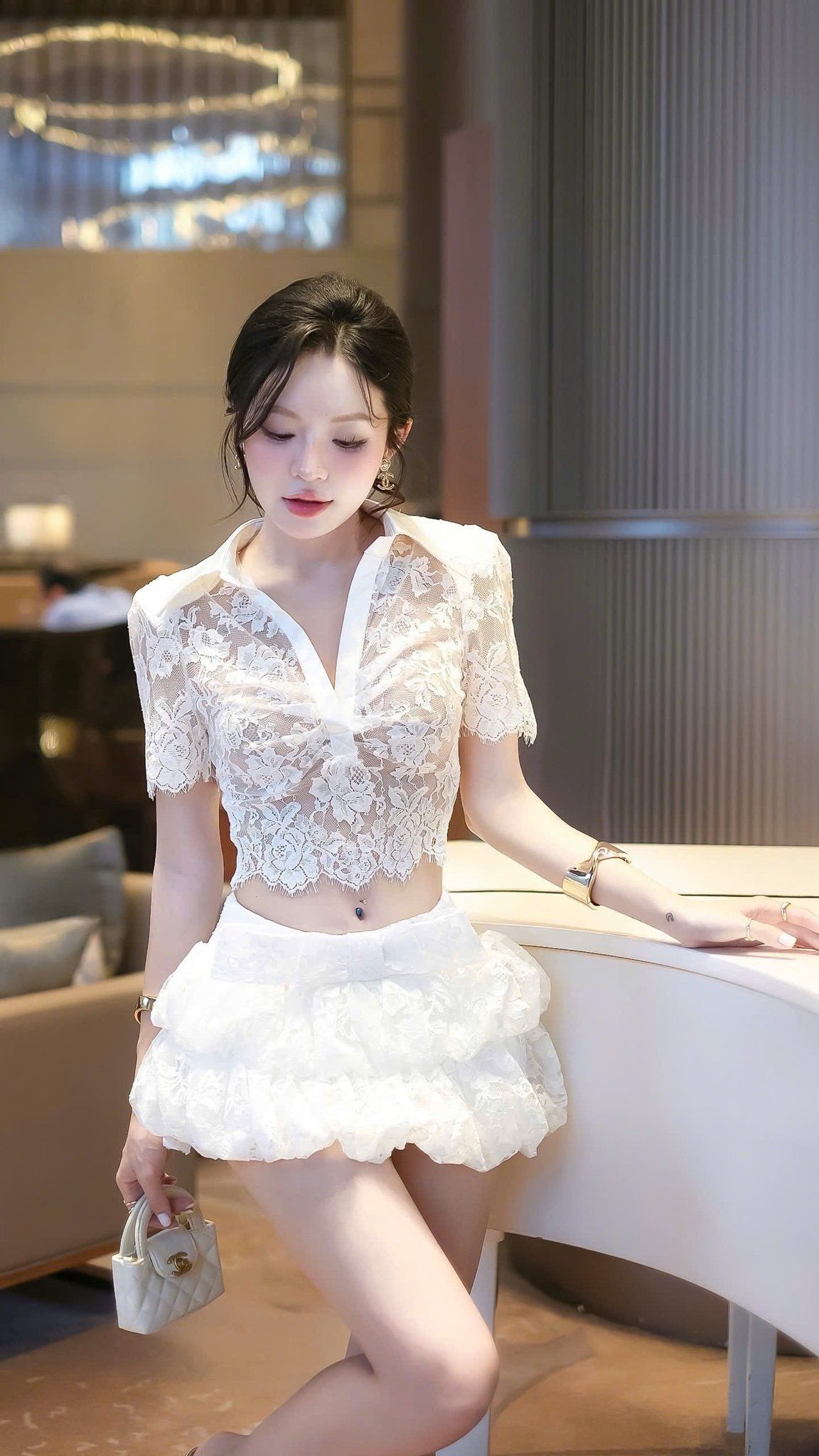 Set Ren Cổ V Cv Nơ