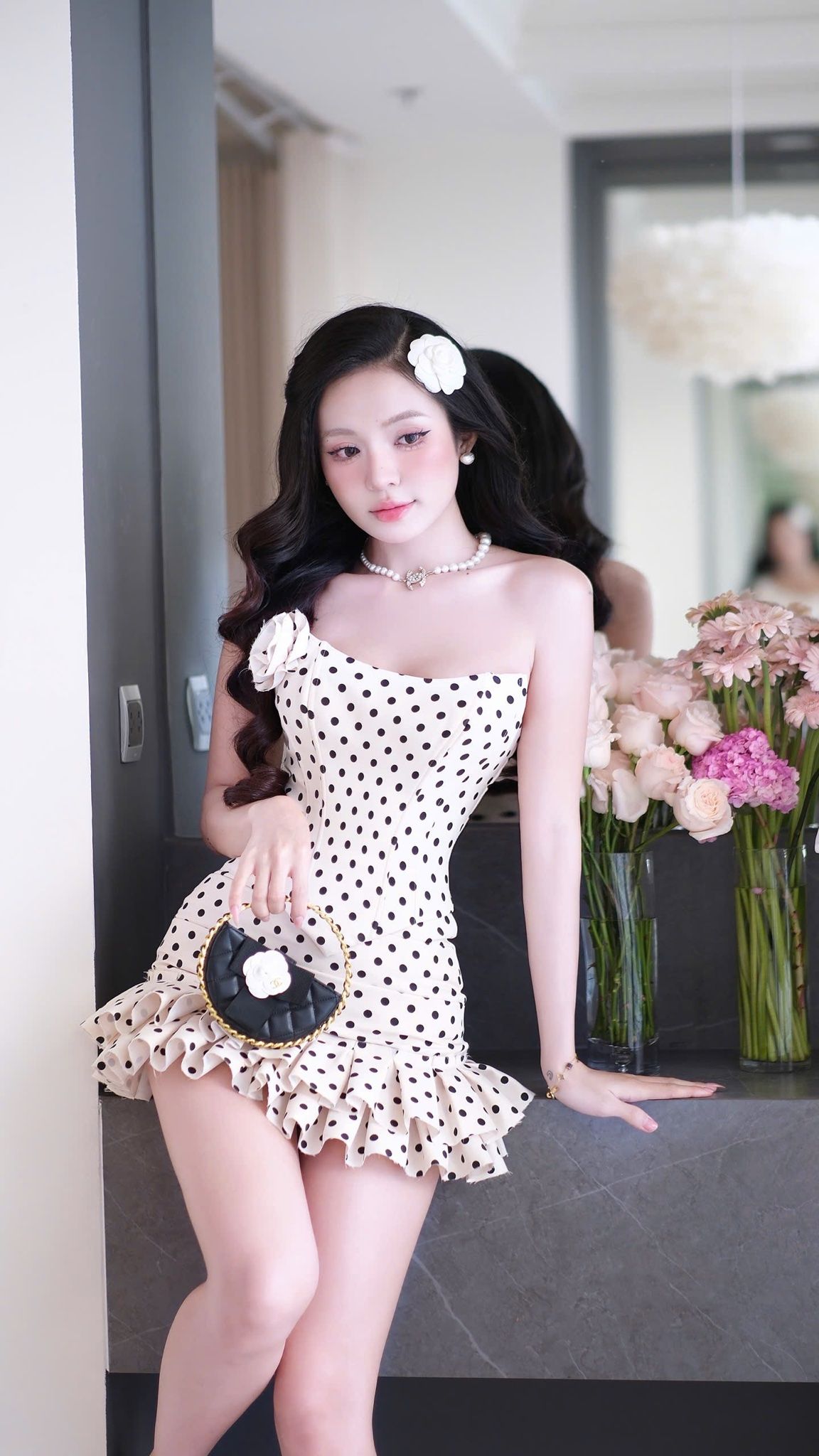 Set Cup Chấm Bi Đính Hoa