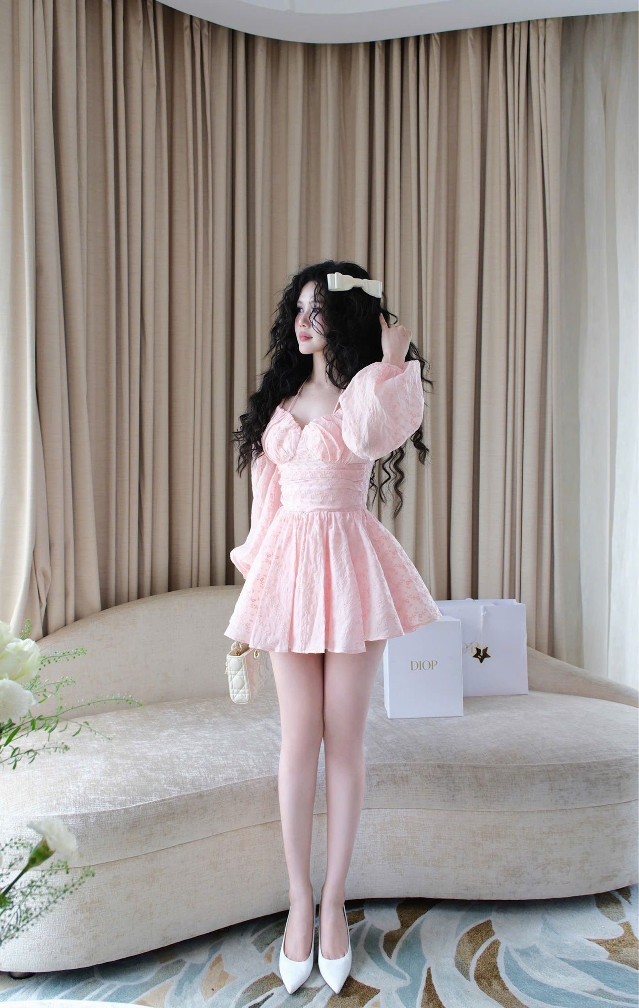 Đầm Xòe Thêu Hoa TD Cột Yếm