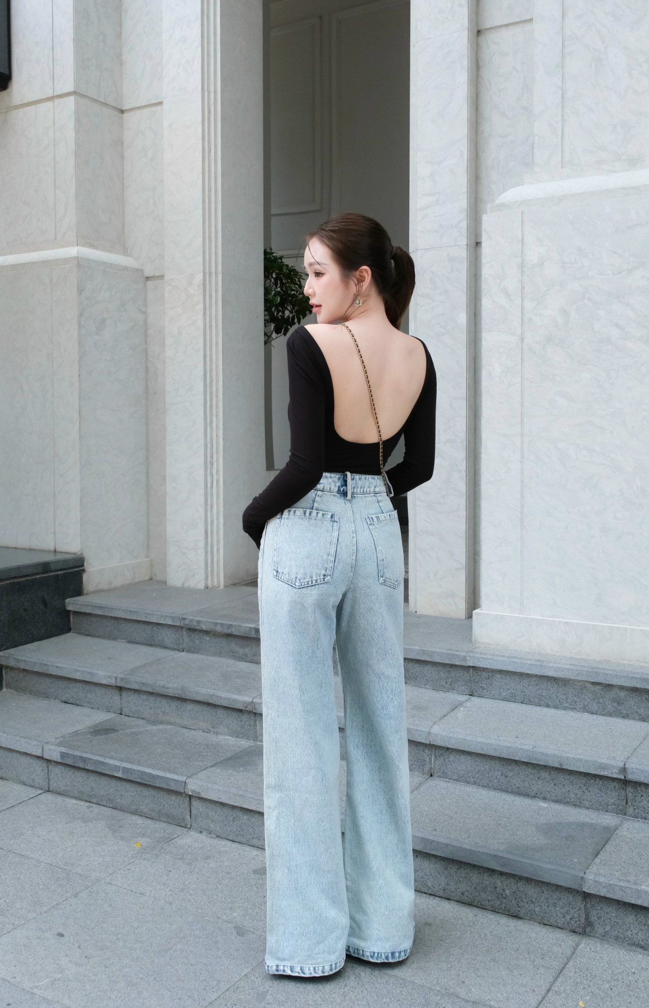 Bodysuit Thun Trơn TD Hở Lưng